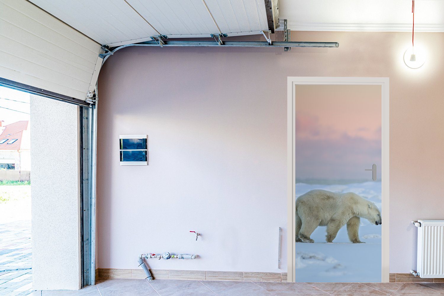 auf cm für bedruckt, einer Tür, Tundra, (1 Fototapete Eisbär St), MuchoWow Türaufkleber, Türtapete Matt, 75x205
