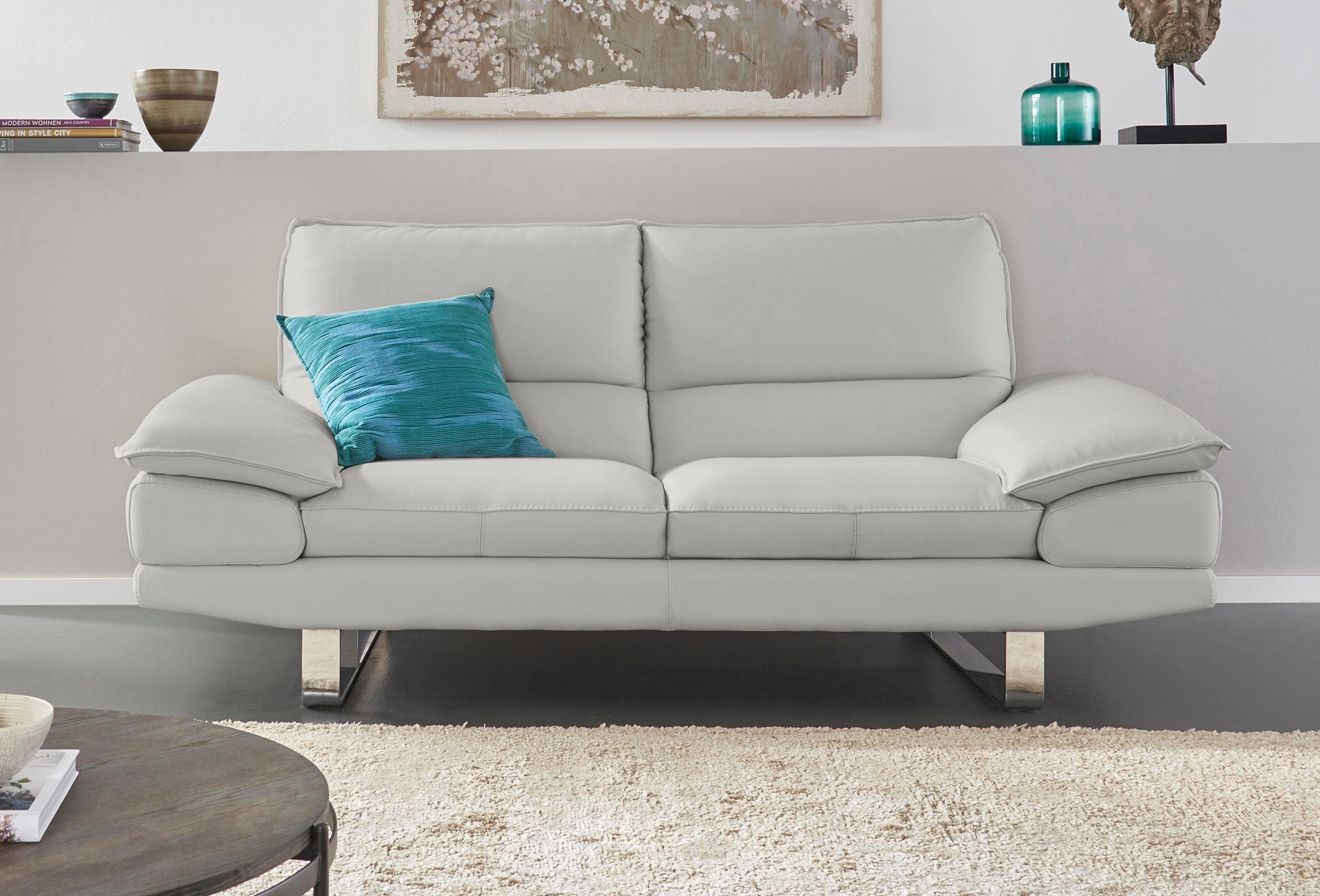 CALIA ITALIA 2,5-Sitzer Dave, Sitzkomfort der Extraklasse, extra bequeme Armlehnen, mit Kufenfuß, in zwei Lederqualitäten