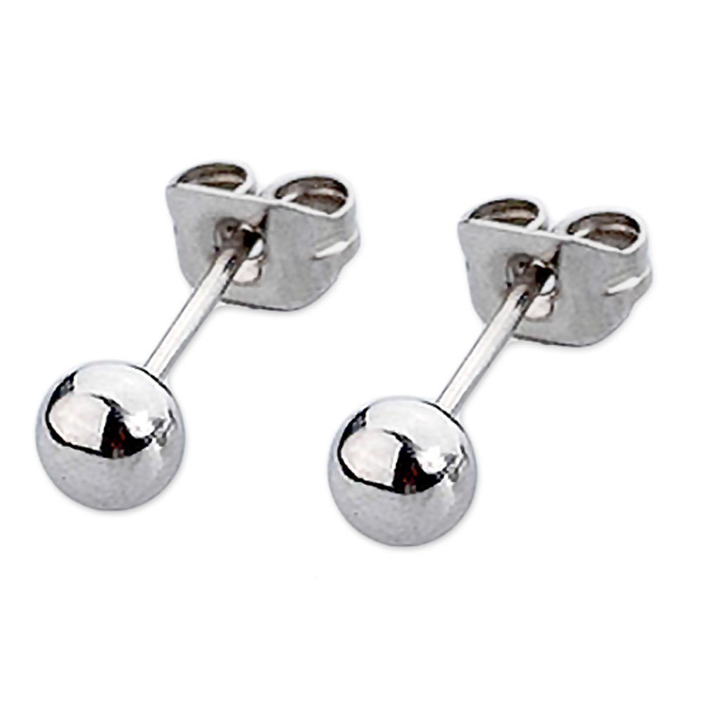 viva-adorno Paar Ohrstecker Damen Mädchen Ohrringe Silber glänzend 4mm  Kugel Ball Edelstahl, Kugelohrstecker Kugelohrringe