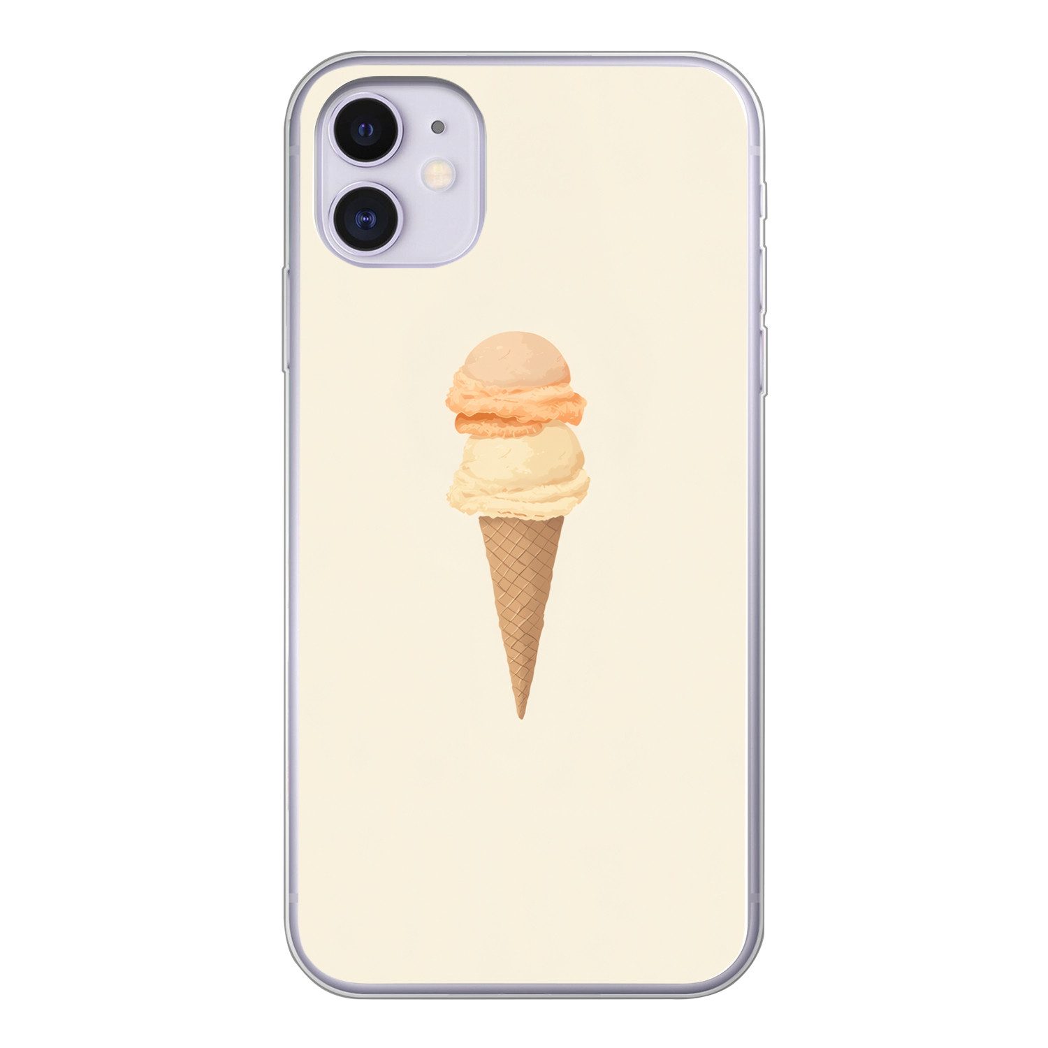 MuchoWow Handyhülle für Apple iPhone 11 Minimalist - Schaufel Eiscreme - Horn - Beige, Smartphone-Bumper, Print, Handy Schutzhülle Dünn