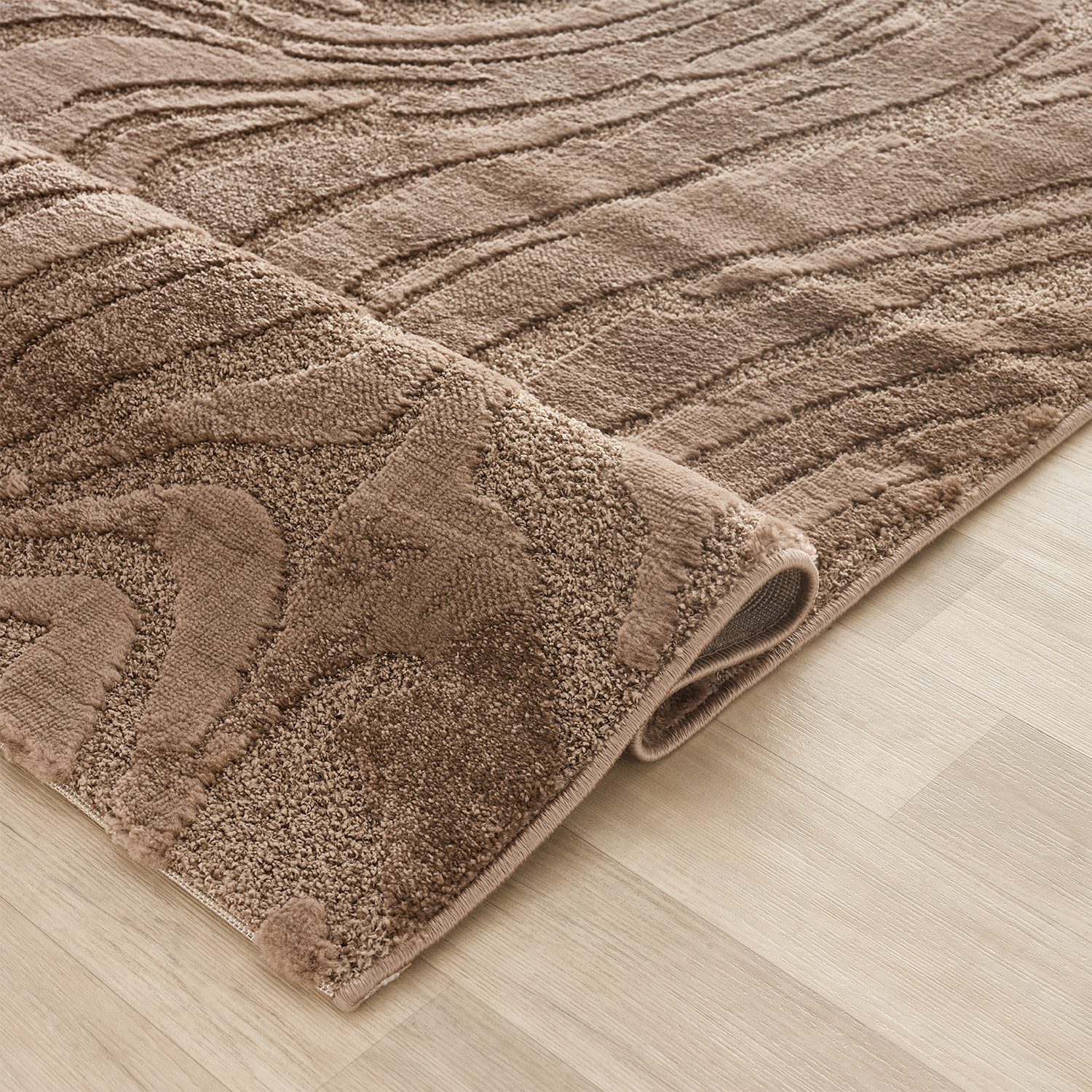 Vimoda Teppich Wellenmuster, modernerer Design, dicht & weich, Rechteckig, Höhe: 11 mm, Uni, Läufer Grau, 3D Effekt, Wohnzimmer, Schlafzimmer