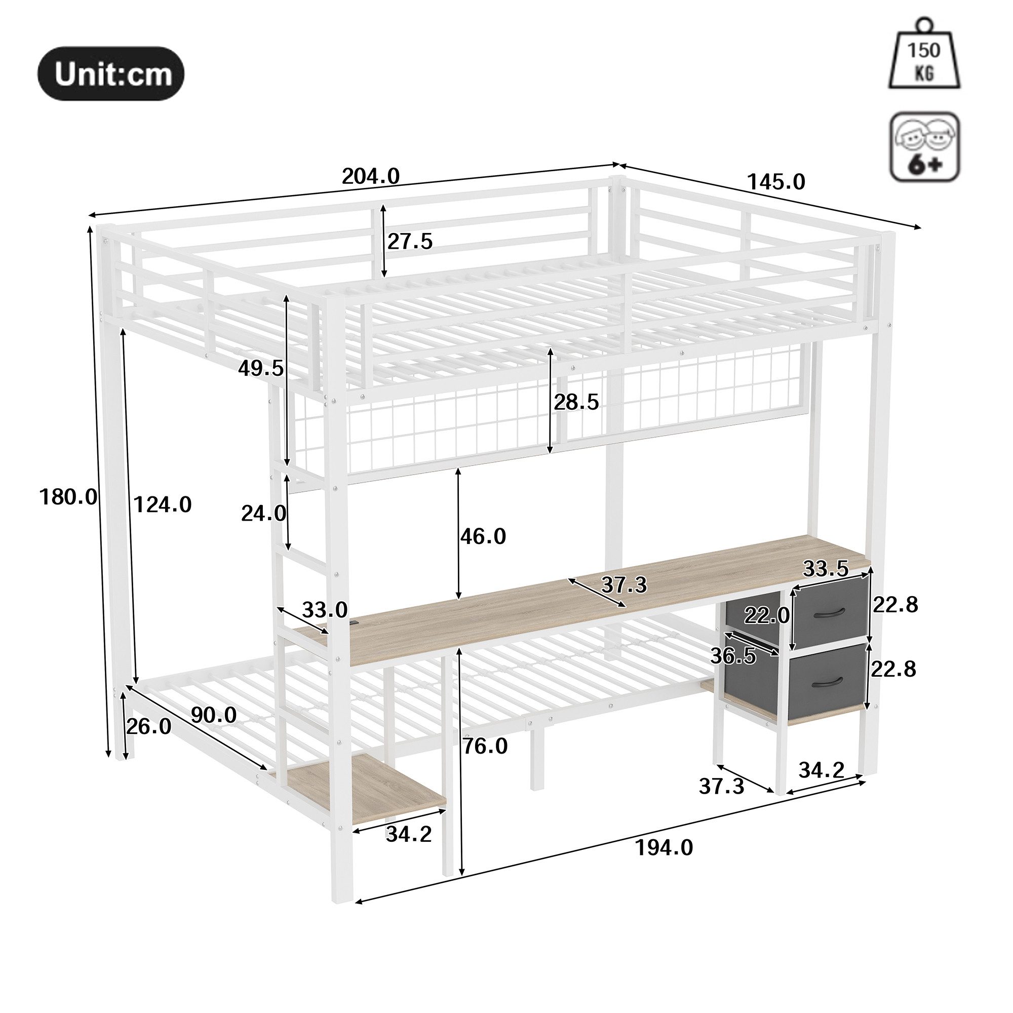 Ulife Etagenbett Metallbett Jugendbett Eisenrahmen mit günstig online kaufen