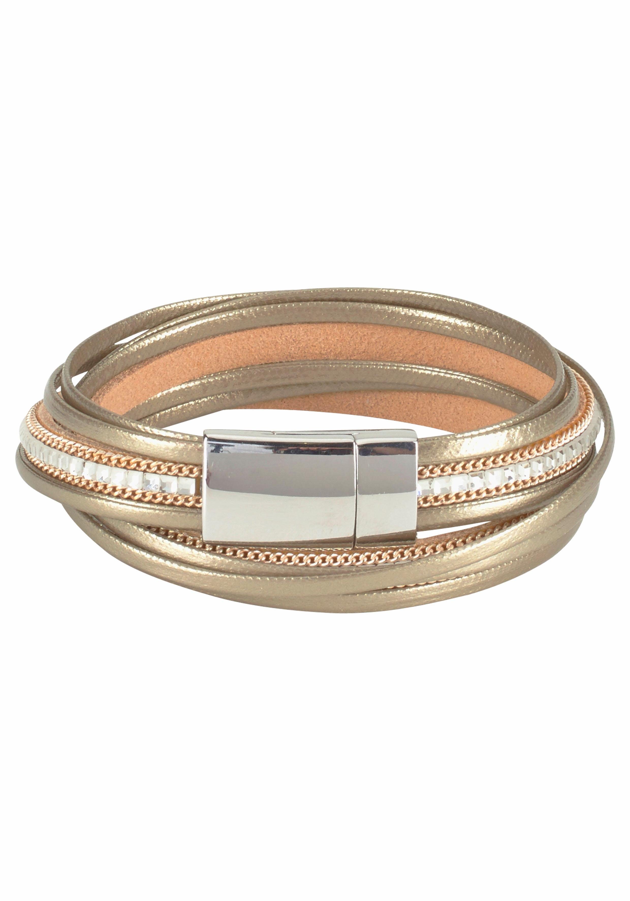 Firetti Wickelarmband im Metallic Look, mit Glasstein