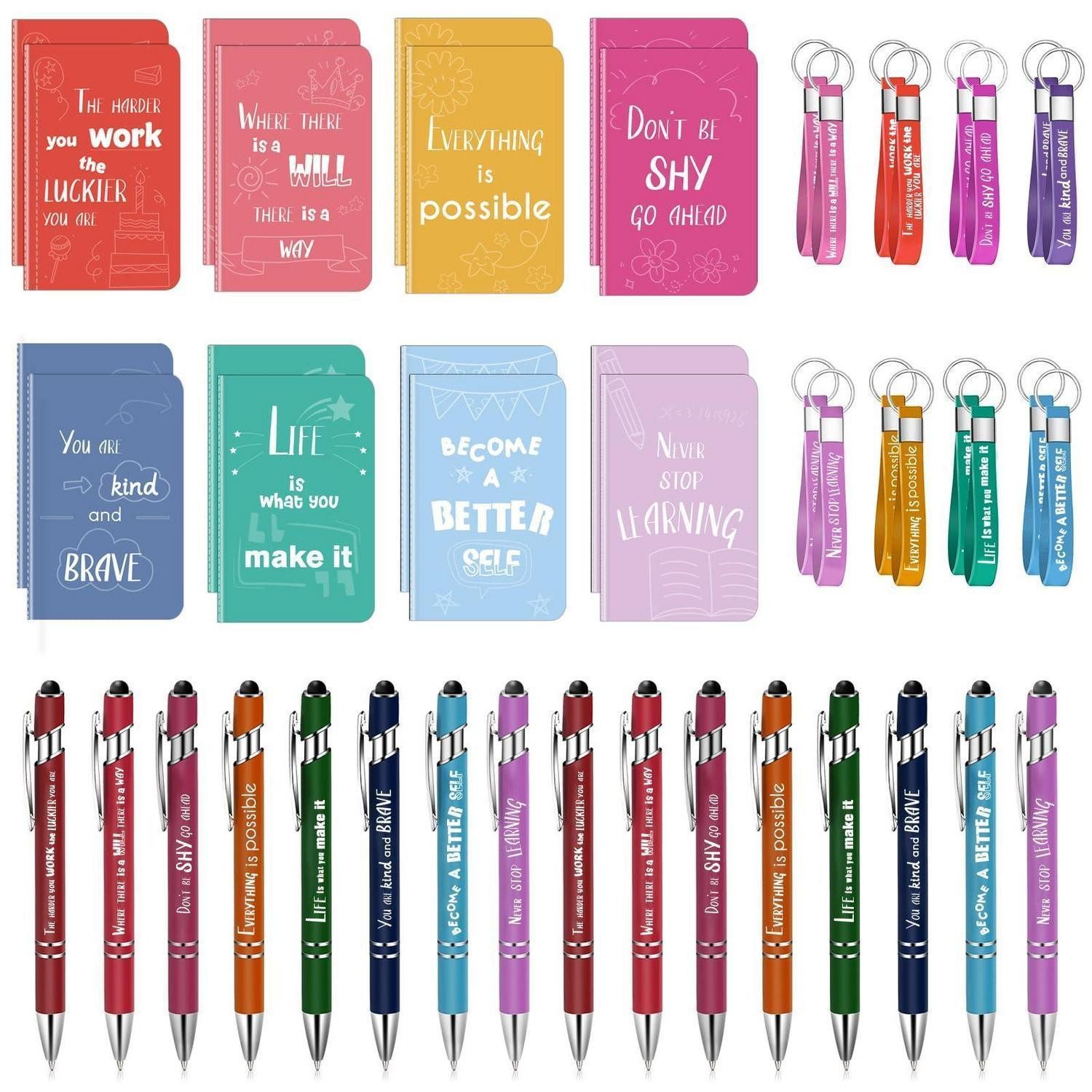 LuxusKollektion Notizblock Dankeschön-Geschenkset 48-tlg. Notizbuch Stift Schlüsselanhänger