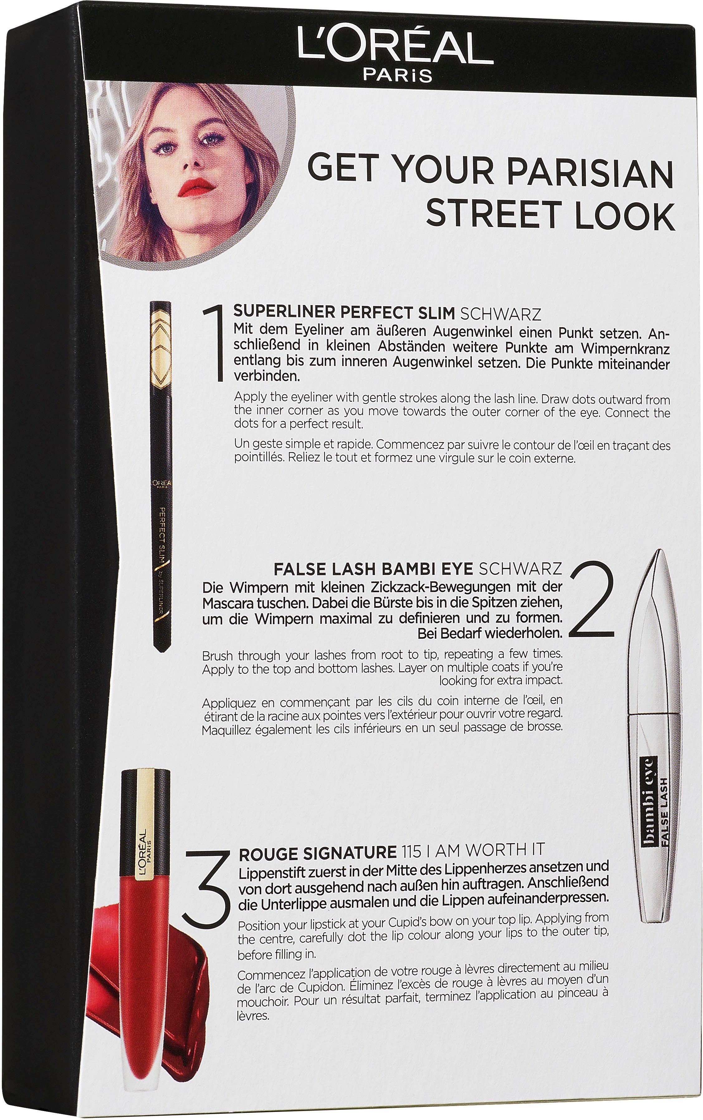 + 3-tlg. L'ORÉAL Liner, + Rouge Bambi PARIS Augen-Make-Up-Set Signature