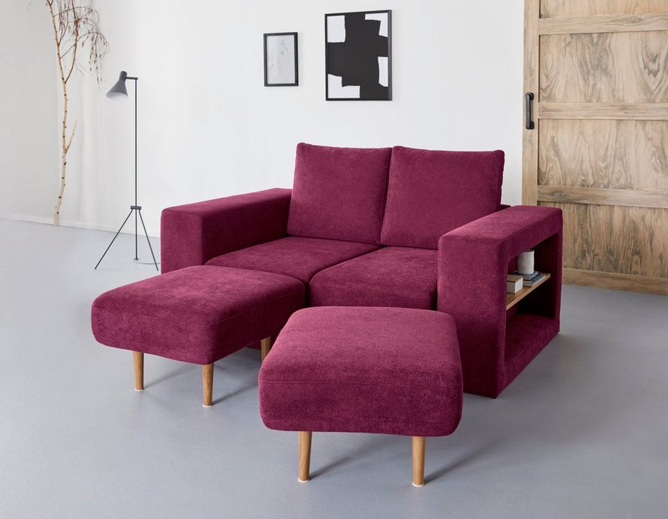 LOOKS by Wolfgang Joop 2-Sitzer Looksvb, Verwandlungssofa: aus Sofa wird  Sofa mit 2 Hockern, mit Regalfunktion