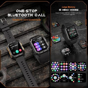 SGDDFIT Smartwatch (1,81 Zoll, Android iOS), Sportuhr mit 123 Sportmodi Blutdruckmessung Herzfrequenz Schrittzähler