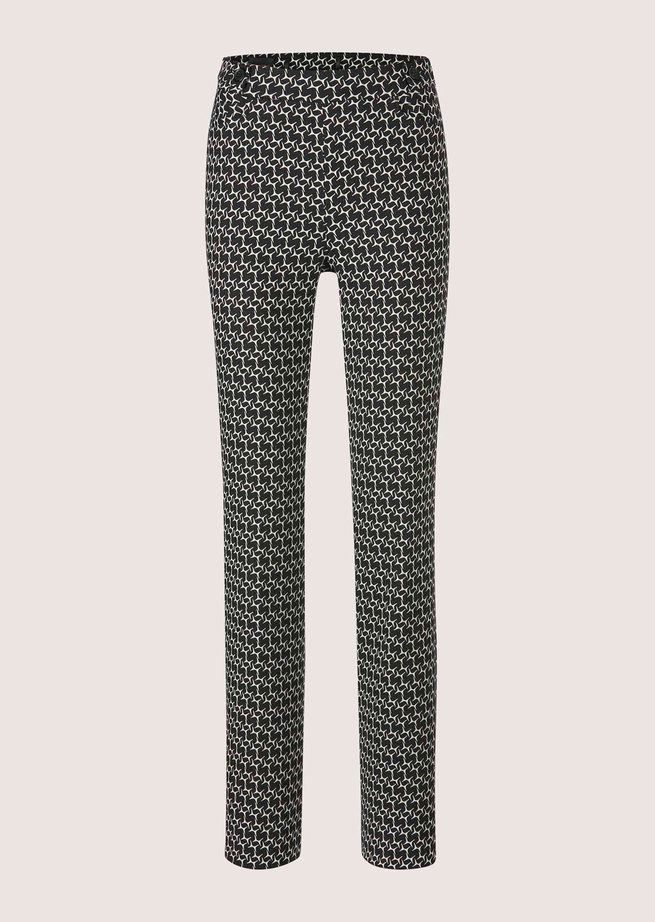 MADELEINE Schlupfhose Elastische Printhose mit grafischem Muster Jacquardhose mit Bügelfalten und Schlupfbund