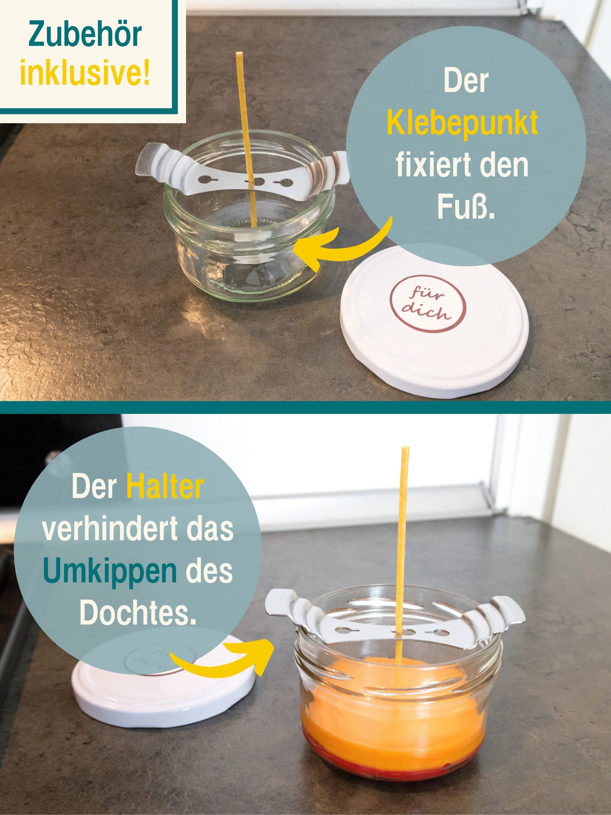 Wachsmann Bienenprodukte Bienenwachskerze Kerzendochte (Komplett Set), Ruhiges, rußarmes Brennen, paraffinfrei.