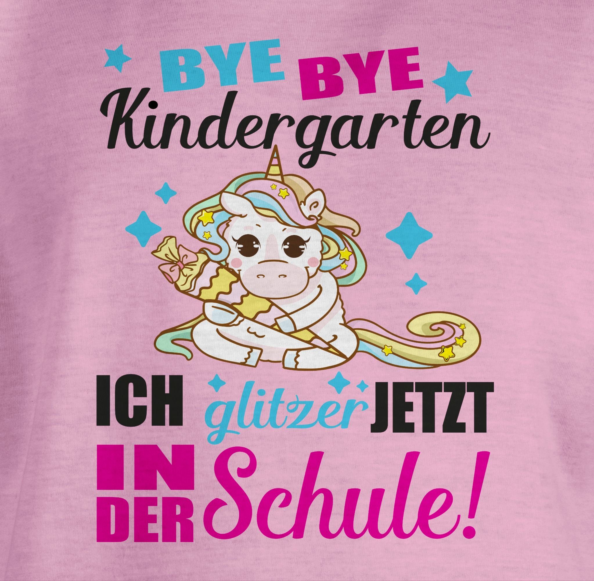 Shirtracer T-Shirt Ich glitzer jetzt in der Schule Einhorn Einschulung Mädchen