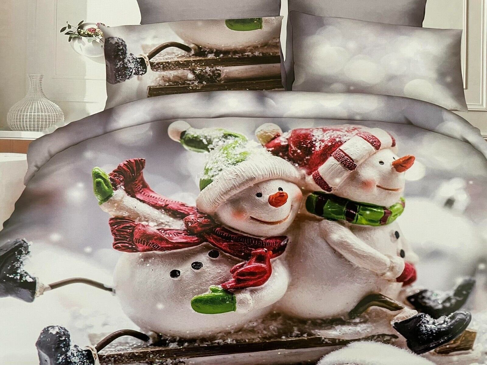 Bettwäsche Snowman, DH DEIN . HAUS, Bettwäschegarnitur, Baumwolle, Weihnachtsmotiv, Wintermotiv