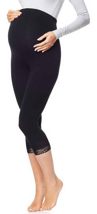 Be Mammy Umstandsleggings 3/4 Capri Umstandsleggings aus Viskose BE20-161 (1-tlg) elastischer Bund