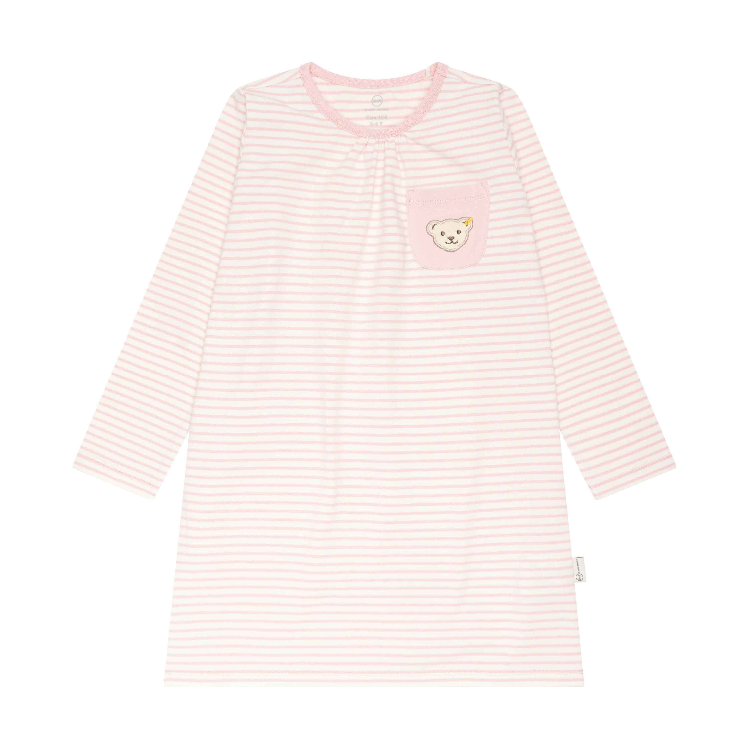 Steiff Nachthemd Nachthemd GOTS Sleepwear mit Brusttasche silver pink
