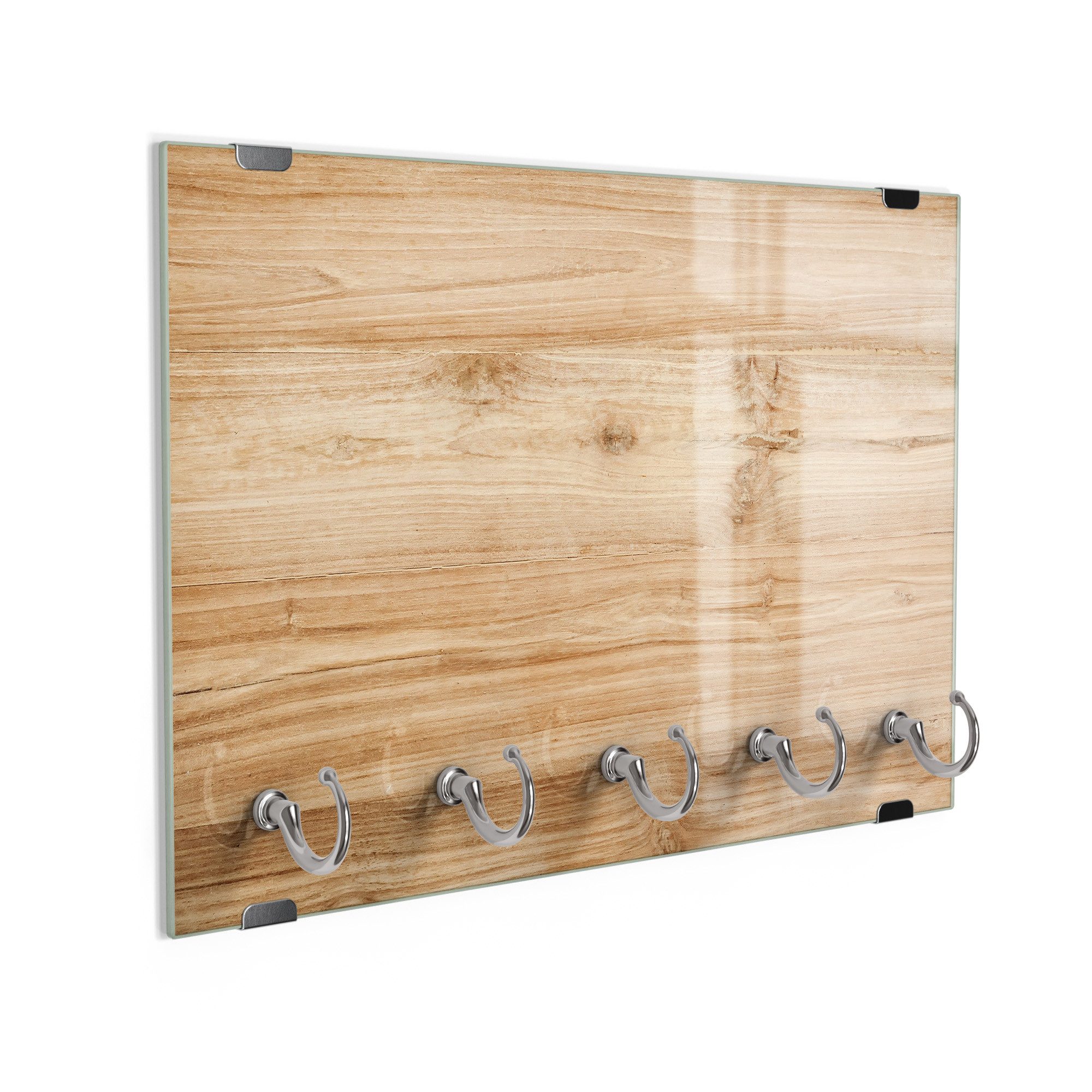 DEQORI Schlüsselbrett 'Holzstruktur detailliert', (1 St), Schlüsselhalter Schlüssel Haken Schlüsselboard modern Schlüsselleiste