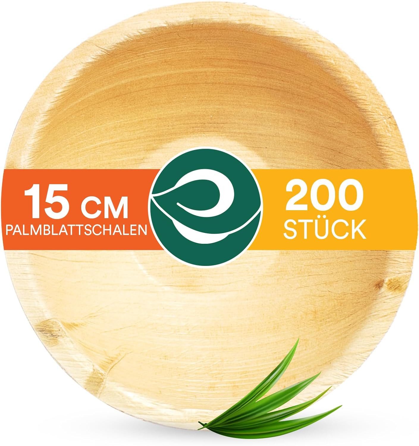Einwegteller Einweg Тарелки Palmblatt BIO 200 Stück 15 cm Kompostierbar Geschirr