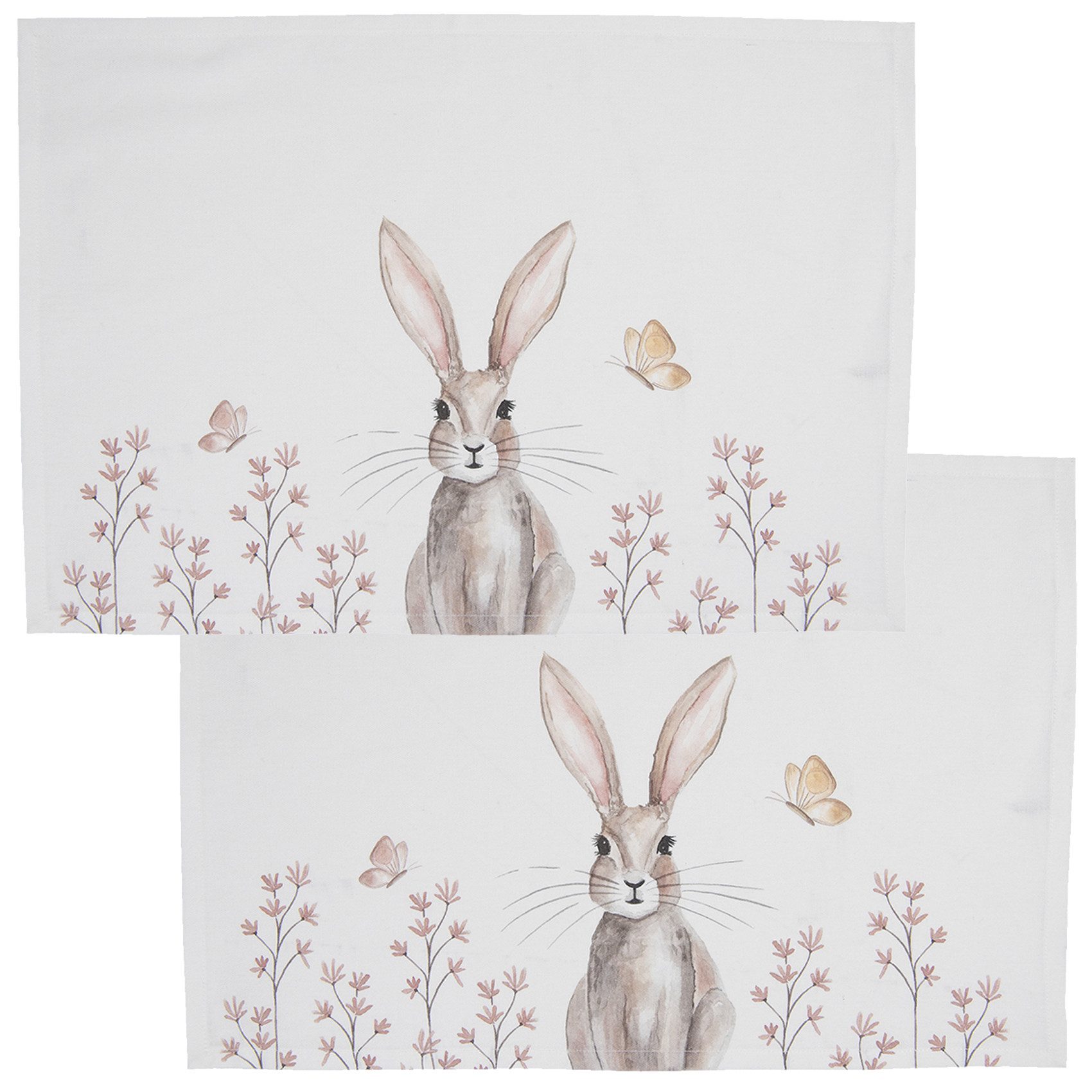 Clayre & Eef Platzset Rustic Easter Bunny, (2-St., 2-teilig), Tischsets Platzsets (2 Stück) Platzdeckchen ca.48x33cm Baumwolle