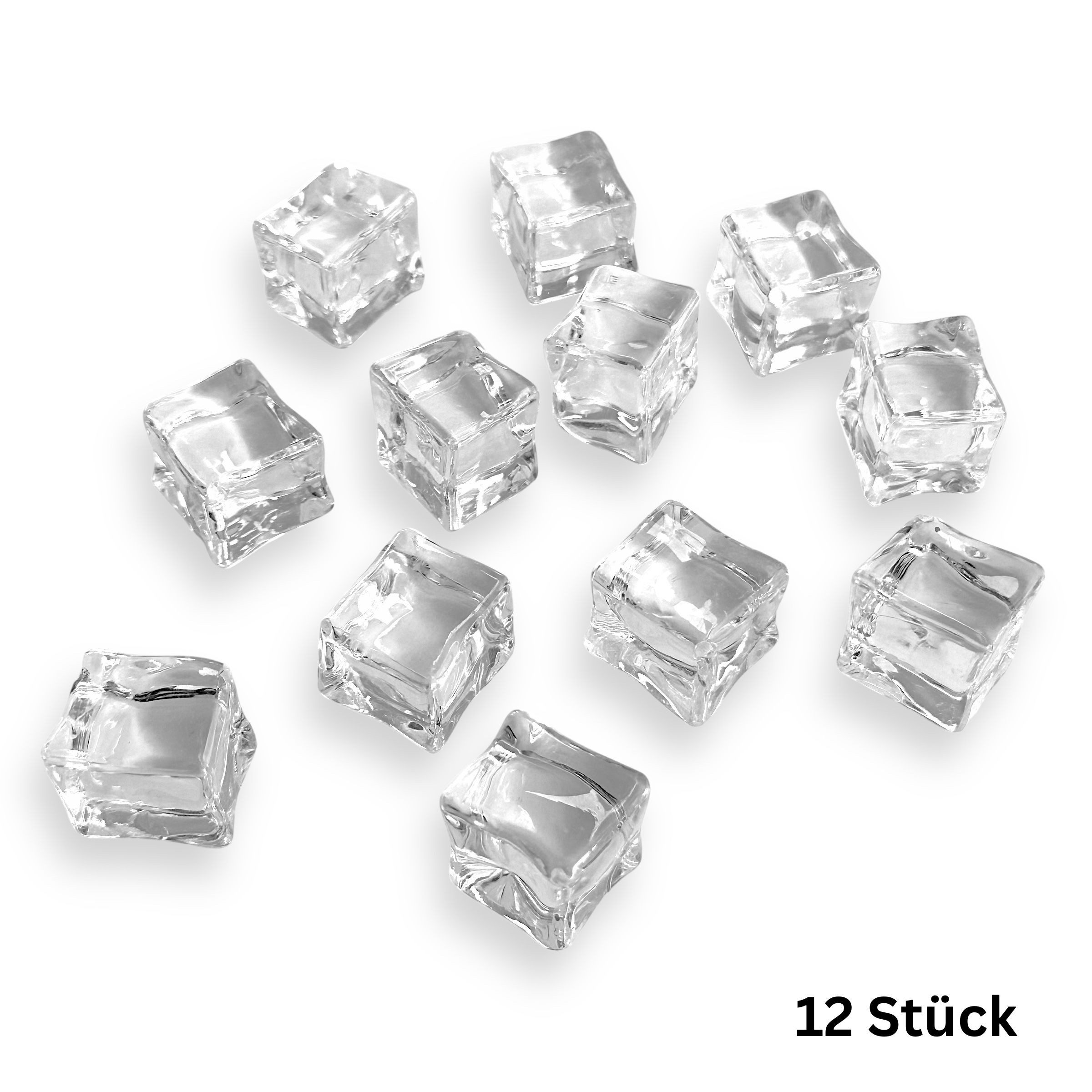 naninoa GmbH Streudeko Deko-Eiswürfel aus Kunststoff 24mm 12 Stück, Bar Deko, Tischdeko