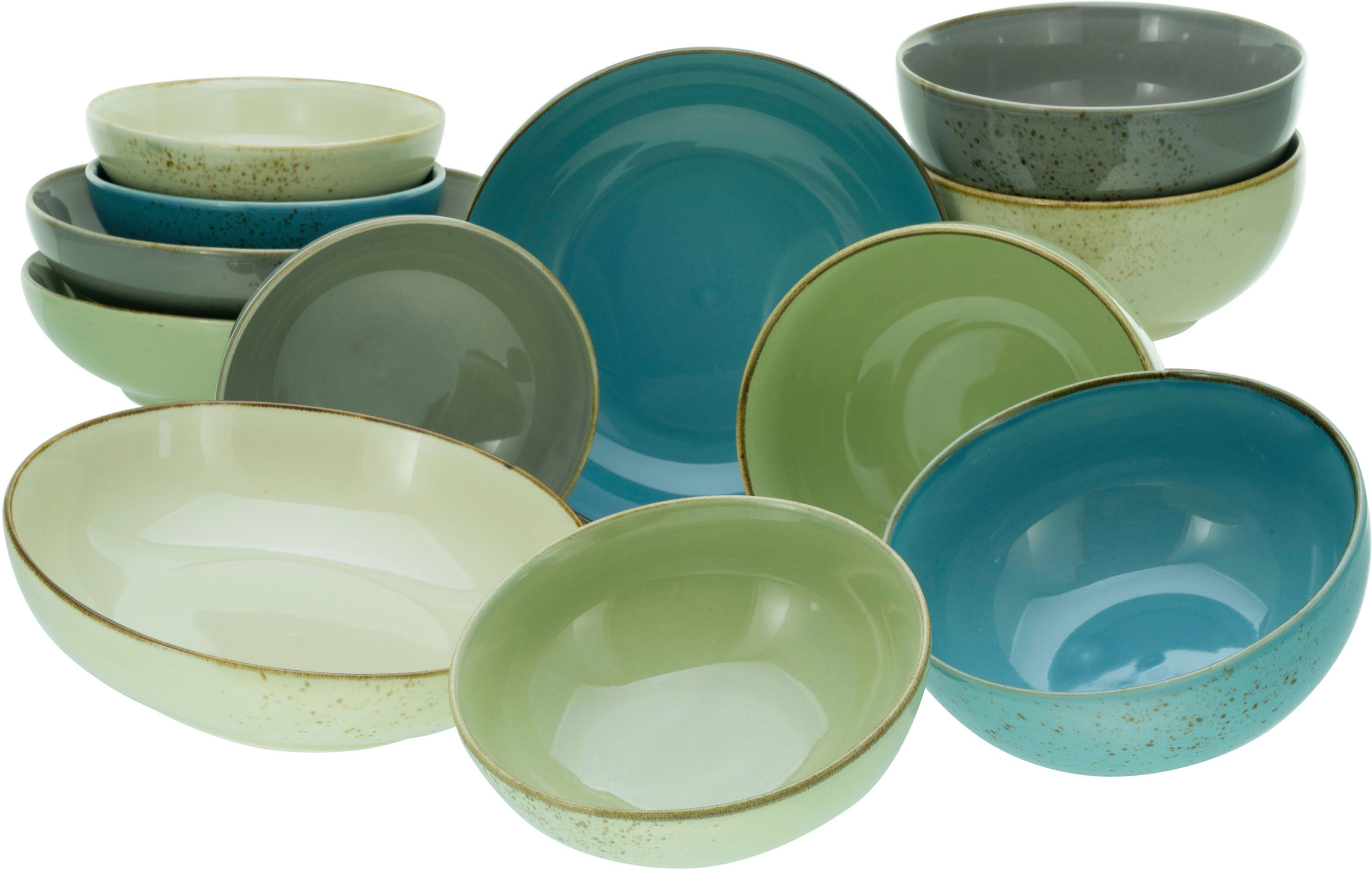 Online-Verkäufe CreaTable Schale NATURE COLLECTION, Steinzeug, im Müslischale, für Set, 12-tlg), Personen (Set, 4 Salatschale, Servierschale