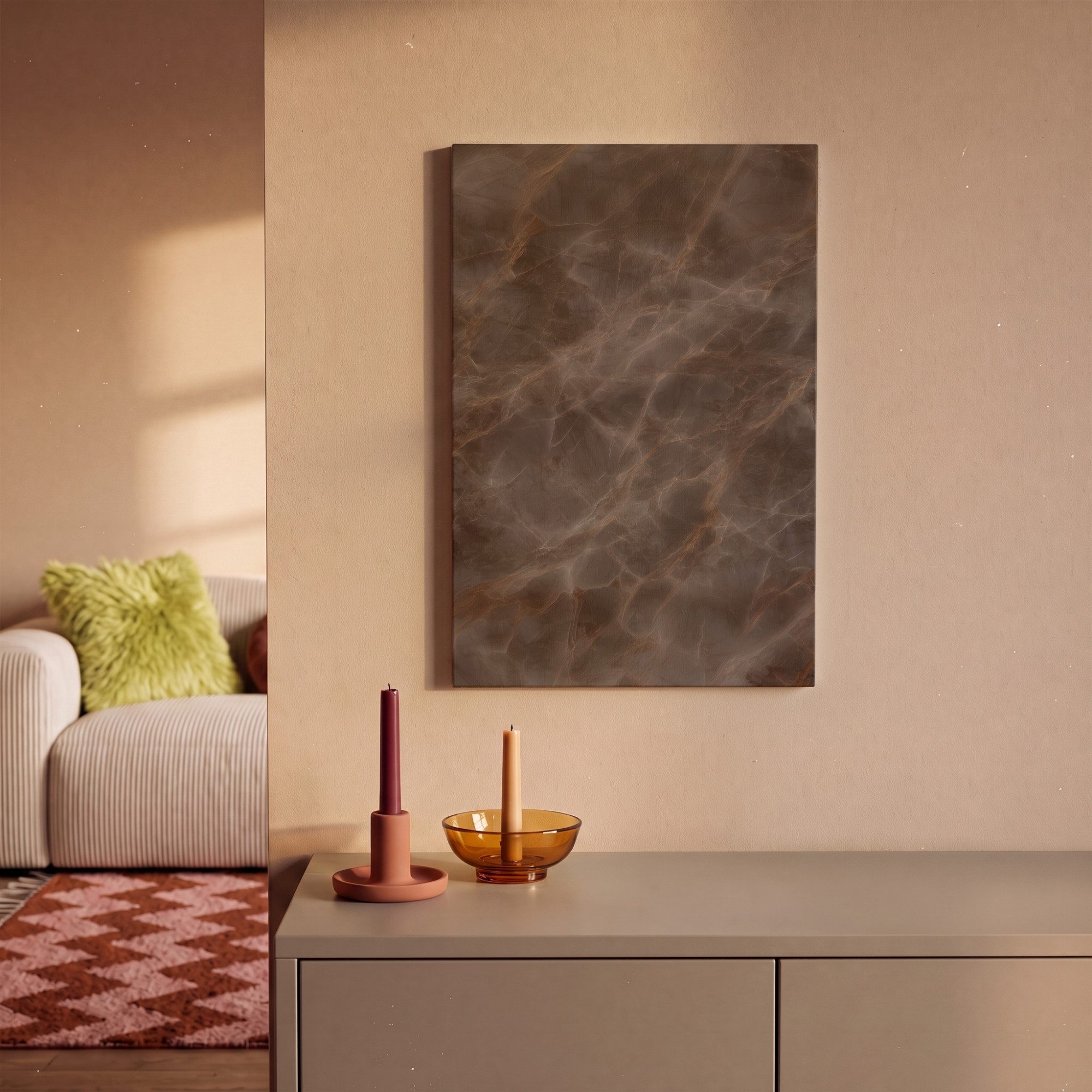 OneMillionCanvasses® Leinwandbild Brauner Marmor - Organisch - Naturstein, Fotodruck (1 St), Leinwand Bilder Klein, Wand Dekoration Aesthetic 30x20 cm – Bild 2 von 5