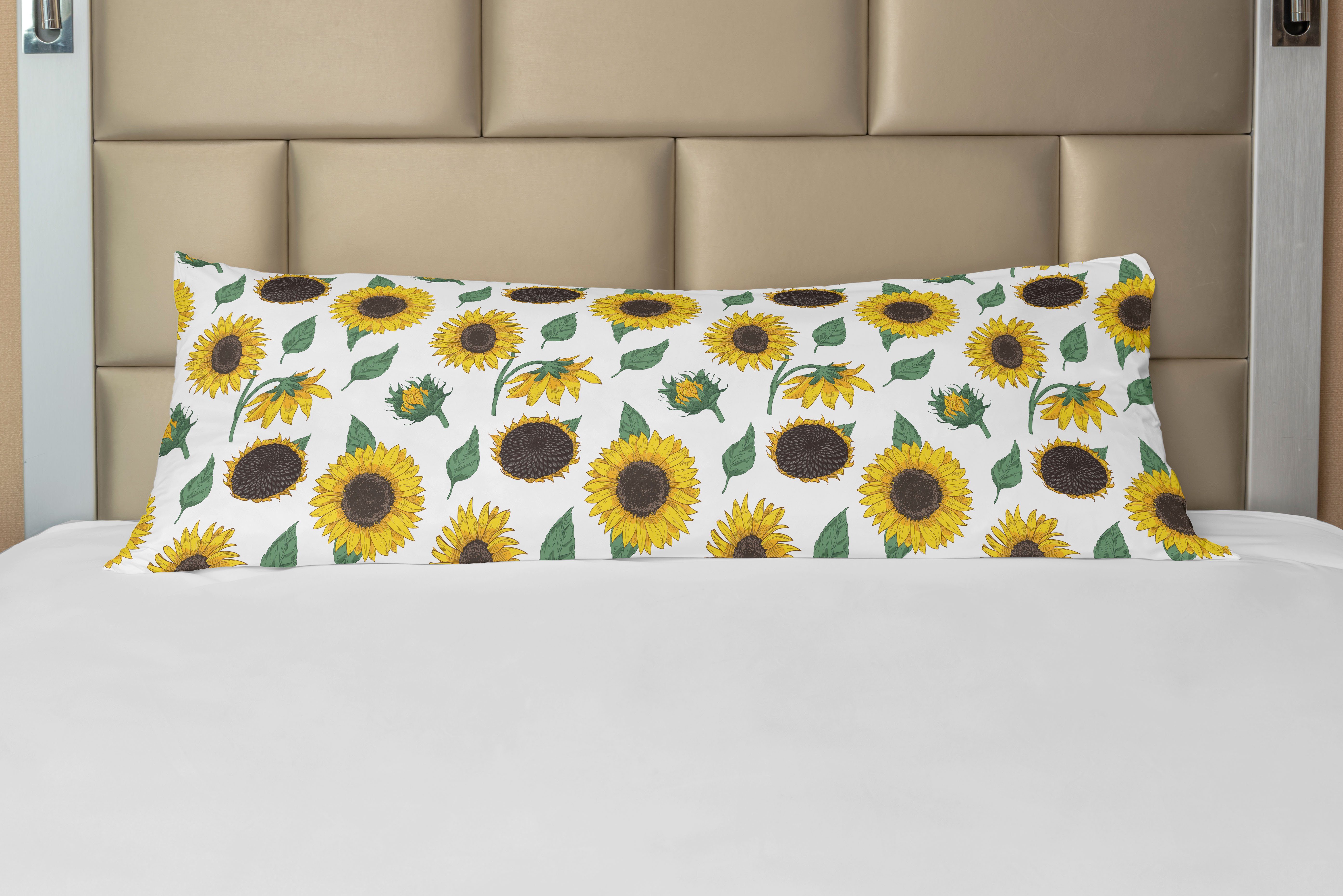Seitenschläferkissenbezug Deko-Akzent Abakuhaus, Kissenbezug, gezeichnet Sonnenblume Von Blumenkunst Langer Hand
