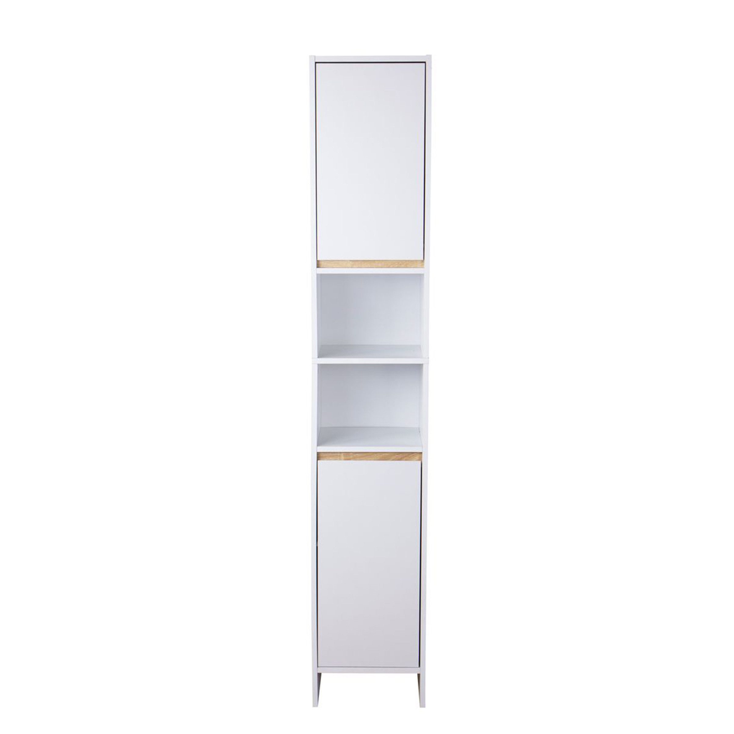 Hochschrank Bad Hochschrank mit 2 Türen Badezimmerschrank Aufbewahrungsschrank