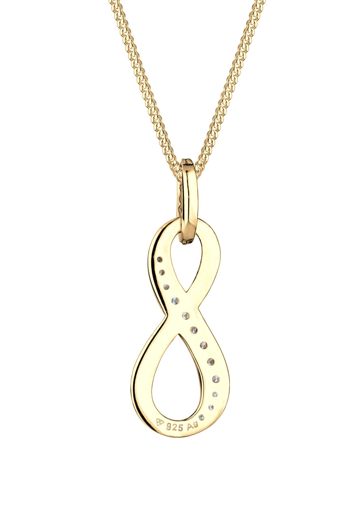 Elli Anhänger mit 925 Gold Kette Symbol Zirkonia Infinity Love Silber, Infinity