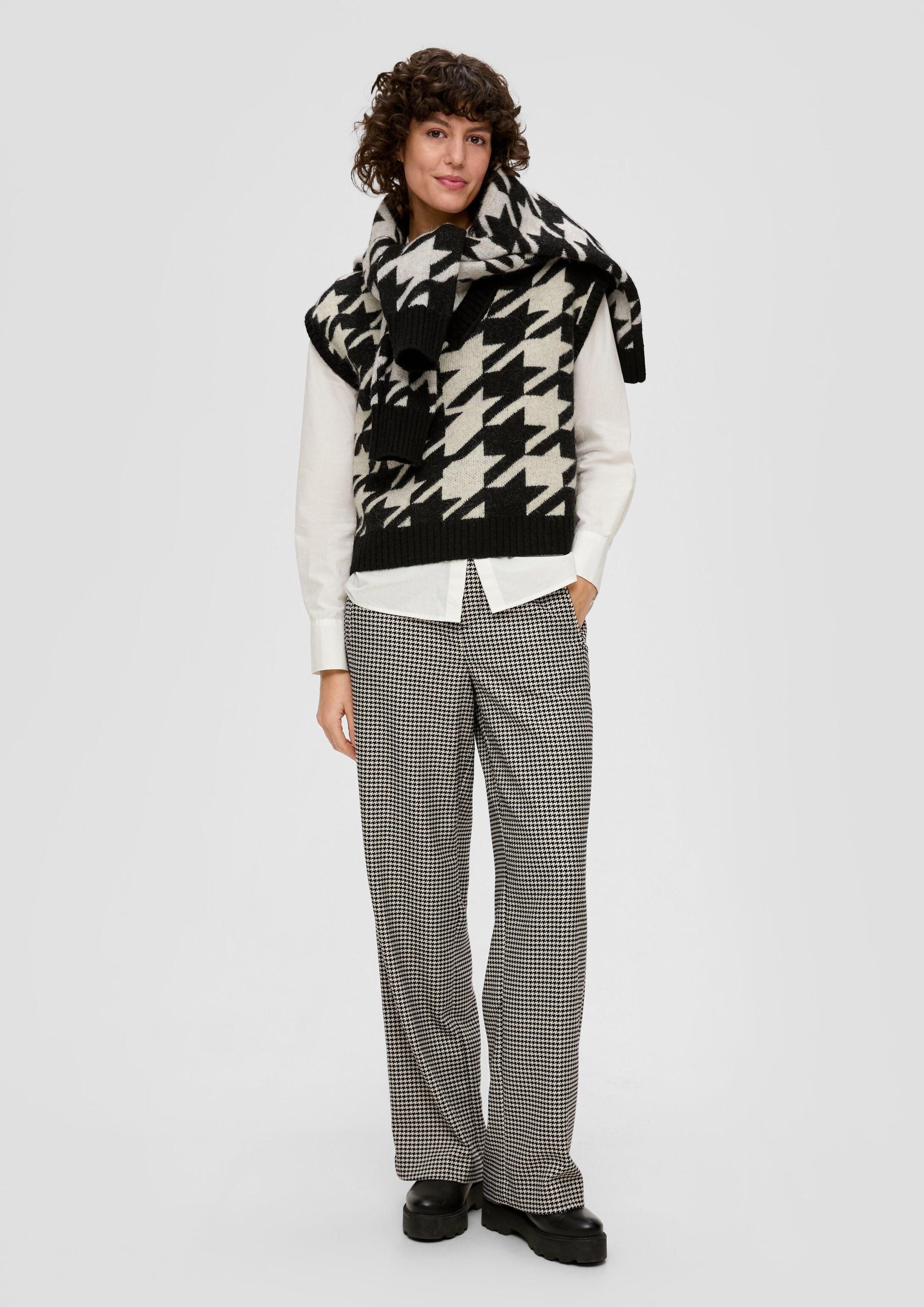 s.Oliver Chinos Hose Regular: Wide Leg-Hose mit Hahnentrittmuster