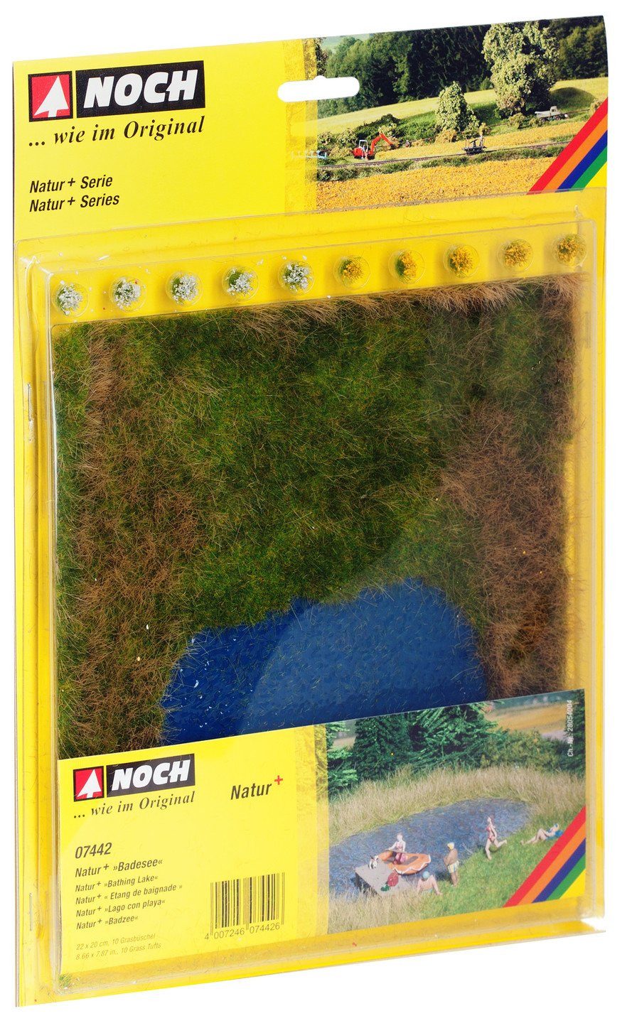 Modelleisenbahn-Geländematte NOCH Natur+ „Badesee“, realistische Wiesenmatte, 2