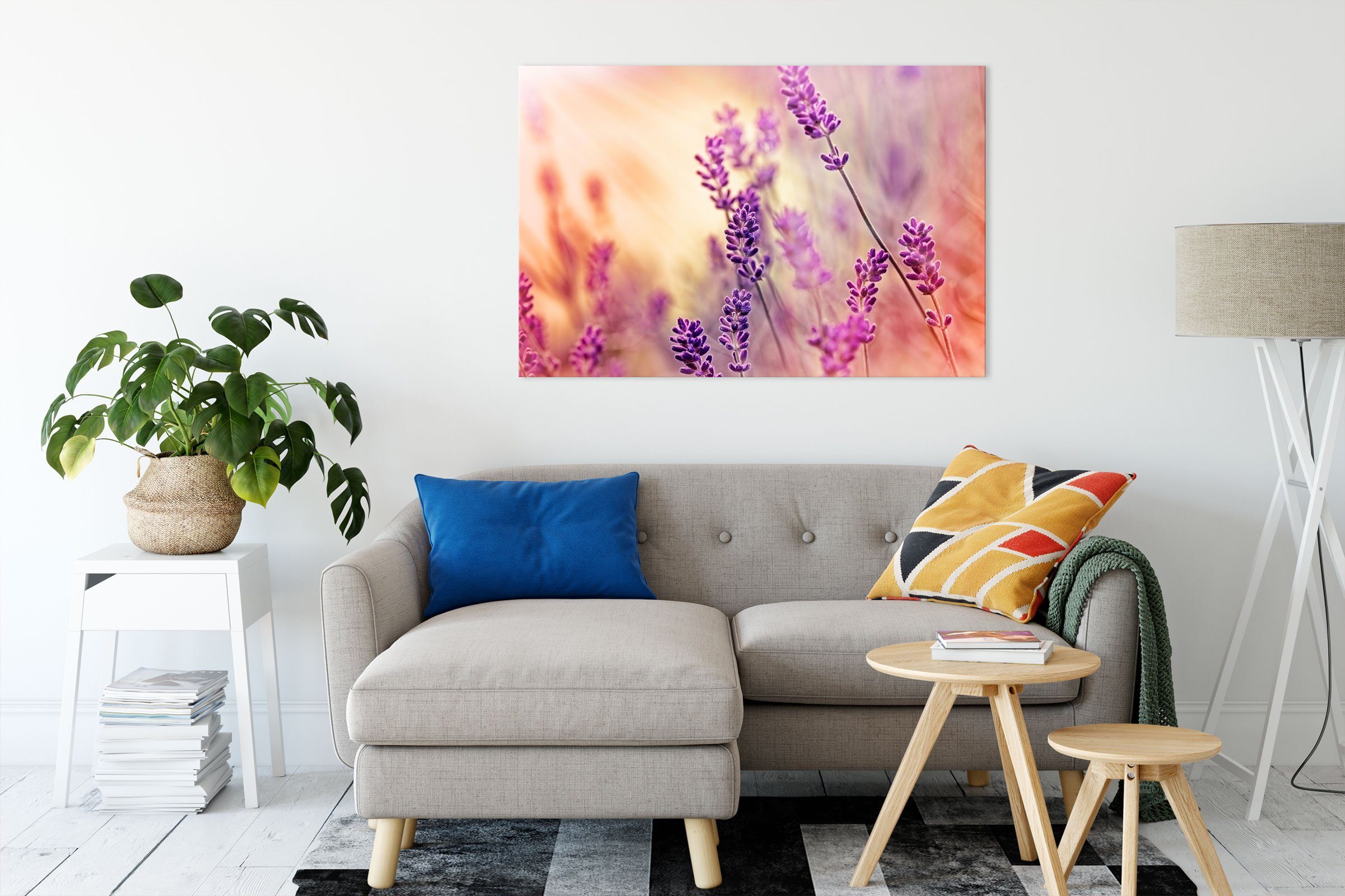 Eleganter Leinwandbild fertig Lavendel Lavendel, inkl. bespannt, Pixxprint St), Zackenaufhänger Leinwandbild (1 Eleganter
