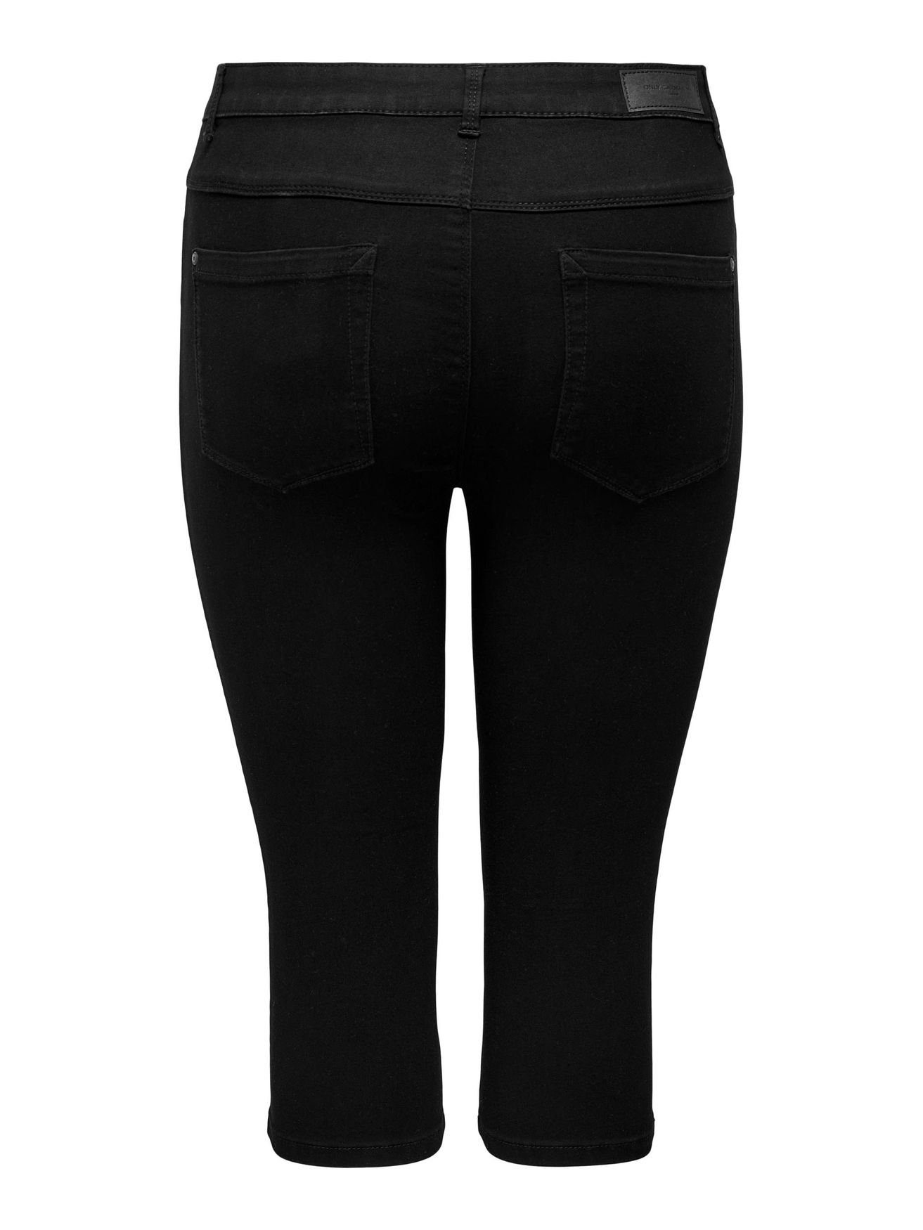 in CARAUGUSTA Size Hose Übergröße CARMAKOMA Shorts 3/4Capri Schwarz 4794 Caprihose Jeans Denim Plus ONLY