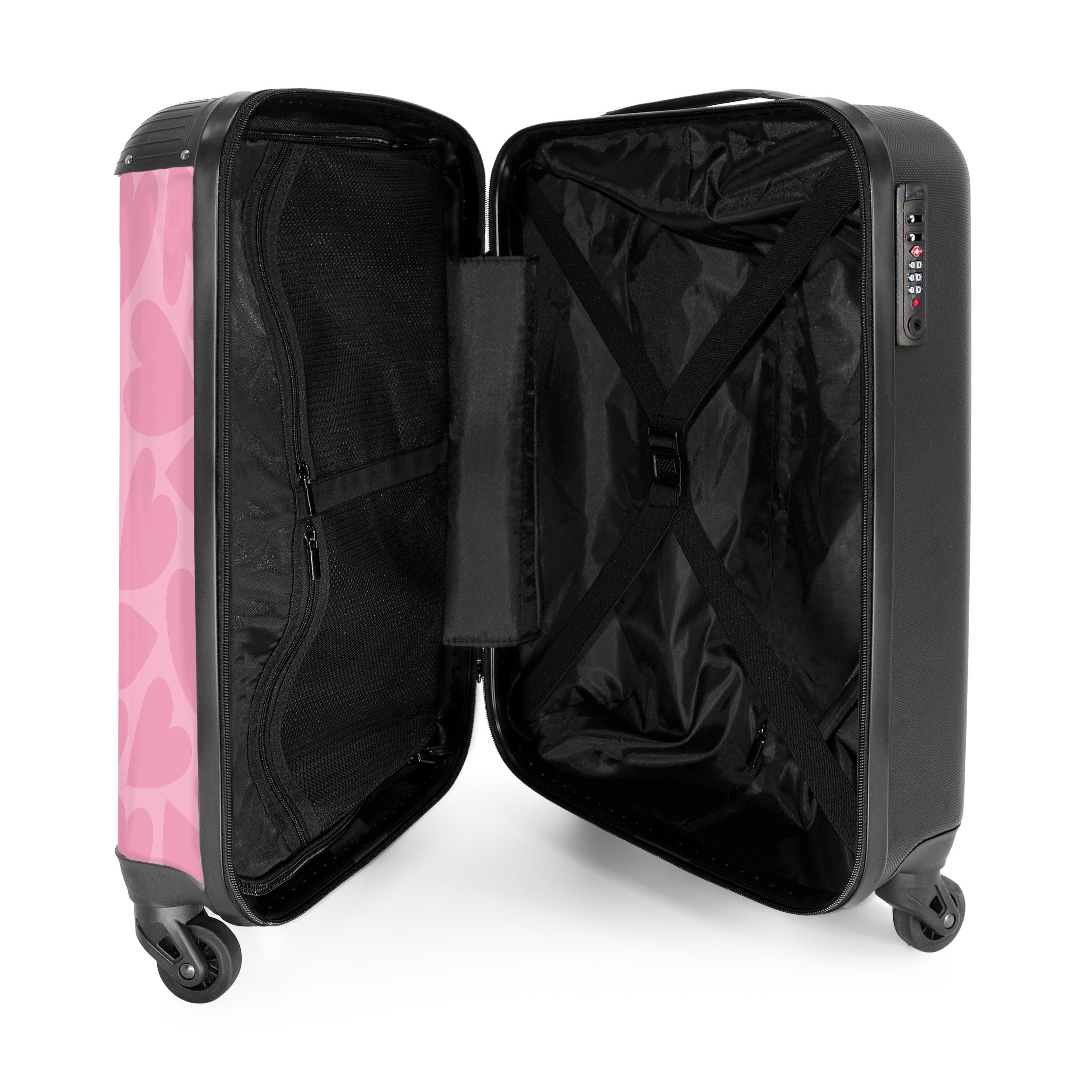 NoBoringSuitcases.com© Kinderkoffer Rosa Herzen Muster 55x35x20cm, Handgepäck-Koffer, Kinderkoffer, Reisekoffer Mädchen – Bild 4 von 5