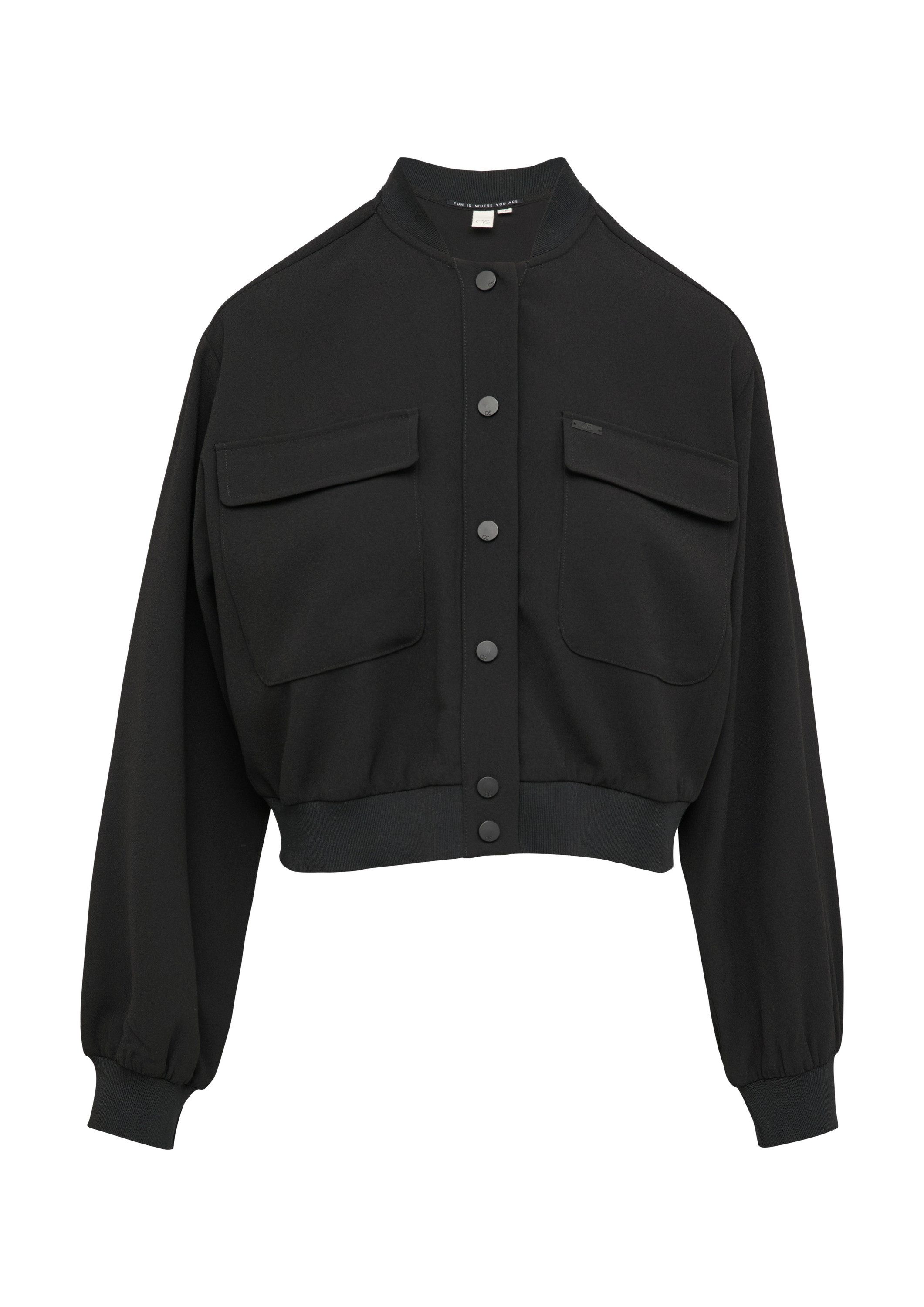 QS Langarmbluse Bluse Verkürzte Blusenjacke im Blousonstyle