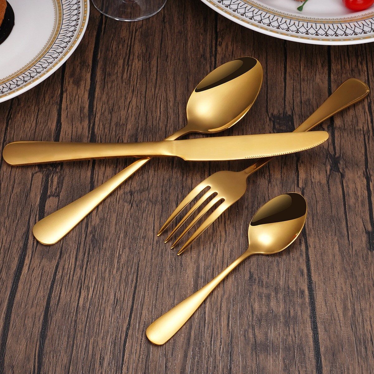 Faizee Home Besteck-Set Besteck-Set GIFT BOX Gold 24 tlg Besteck für. 6 Personen (24-tlg), Edelstahl – Bild 5 von 5