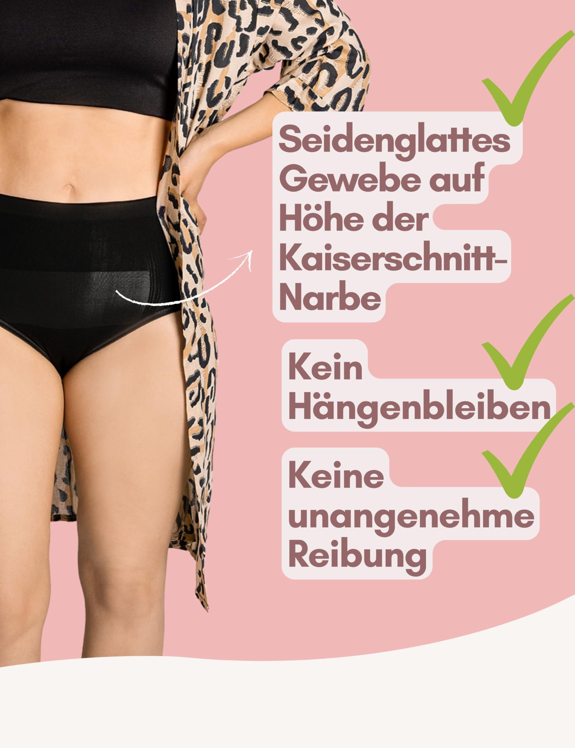 Mrs. Mum Funktionsunterhose Kaiserschnitt Unterhose High Waist I Stützende Wochenbett Unterwäsche (Bauchweg & figurformend I Postpartum Recovery Panty, 2-St., M – Bild 4 von 5