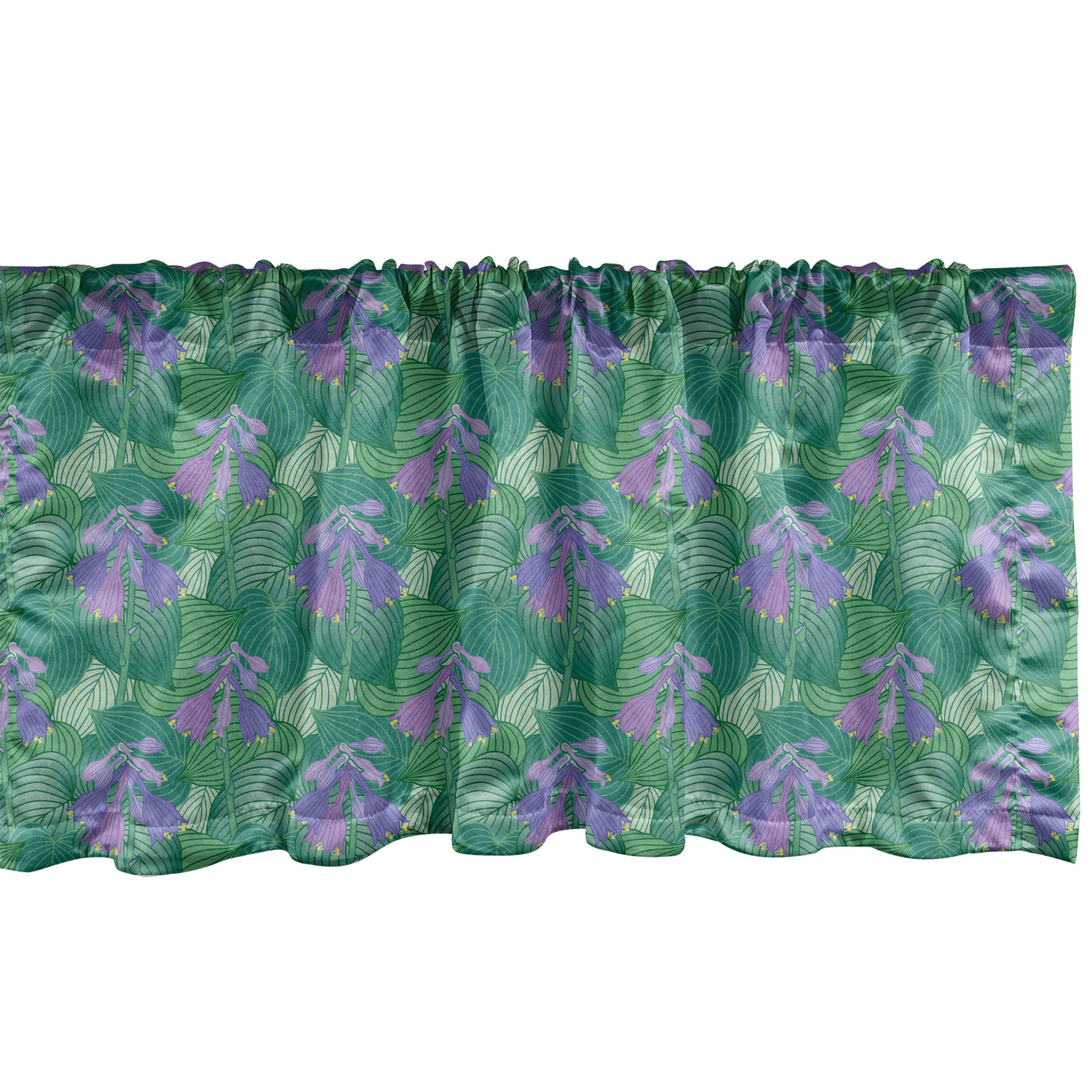 Microfaser, Vorhang Schlafzimmer Botanisch Volant Dekor für Pflanzen Blühende Scheibengardine Stangentasche, mit Abakuhaus, Hosta Küche
