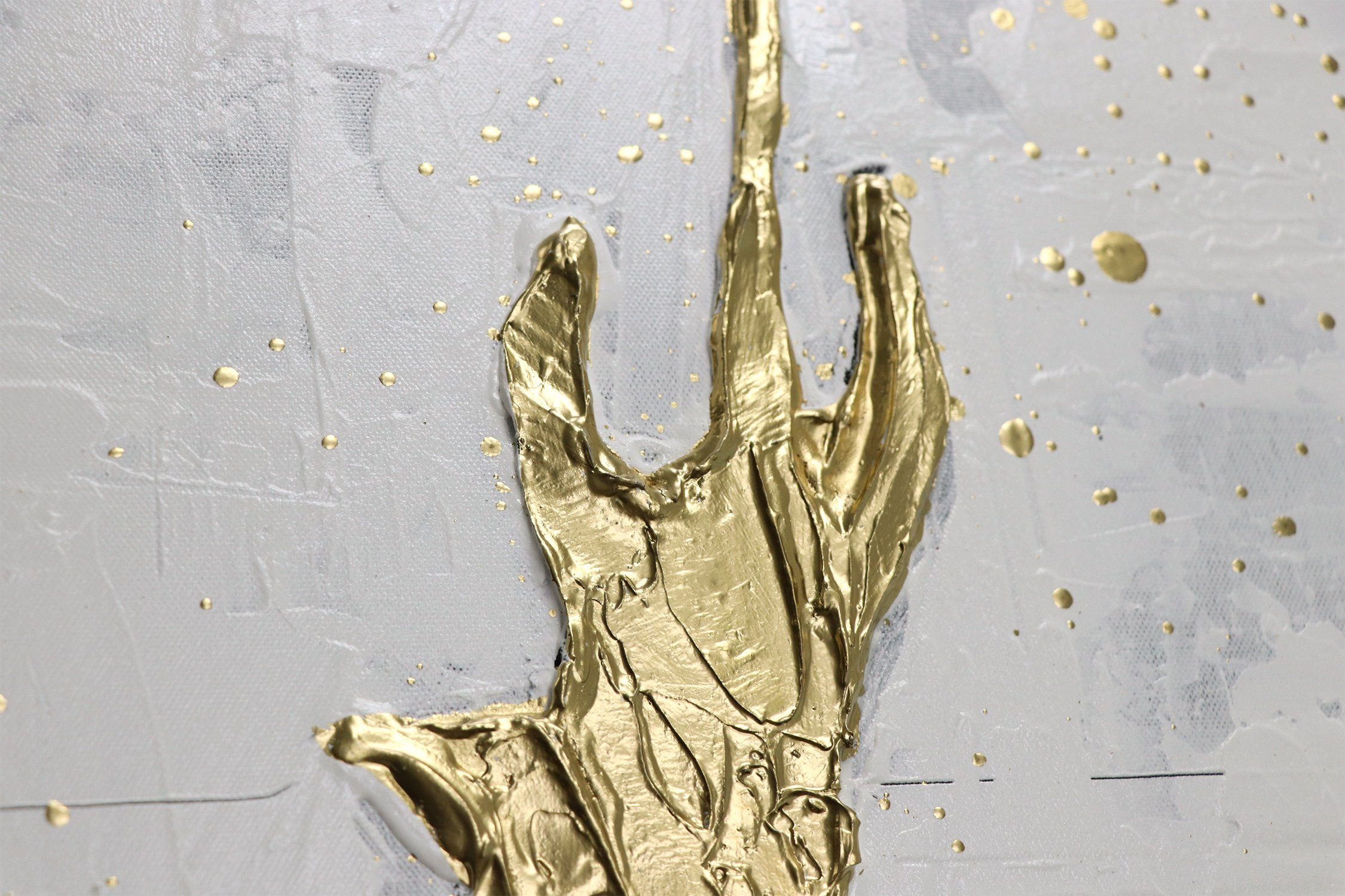YS-Art Gemälde Goldene Würde mit Handgemalt Rahmen Tiere, in Leinwand Tier auf Gold II