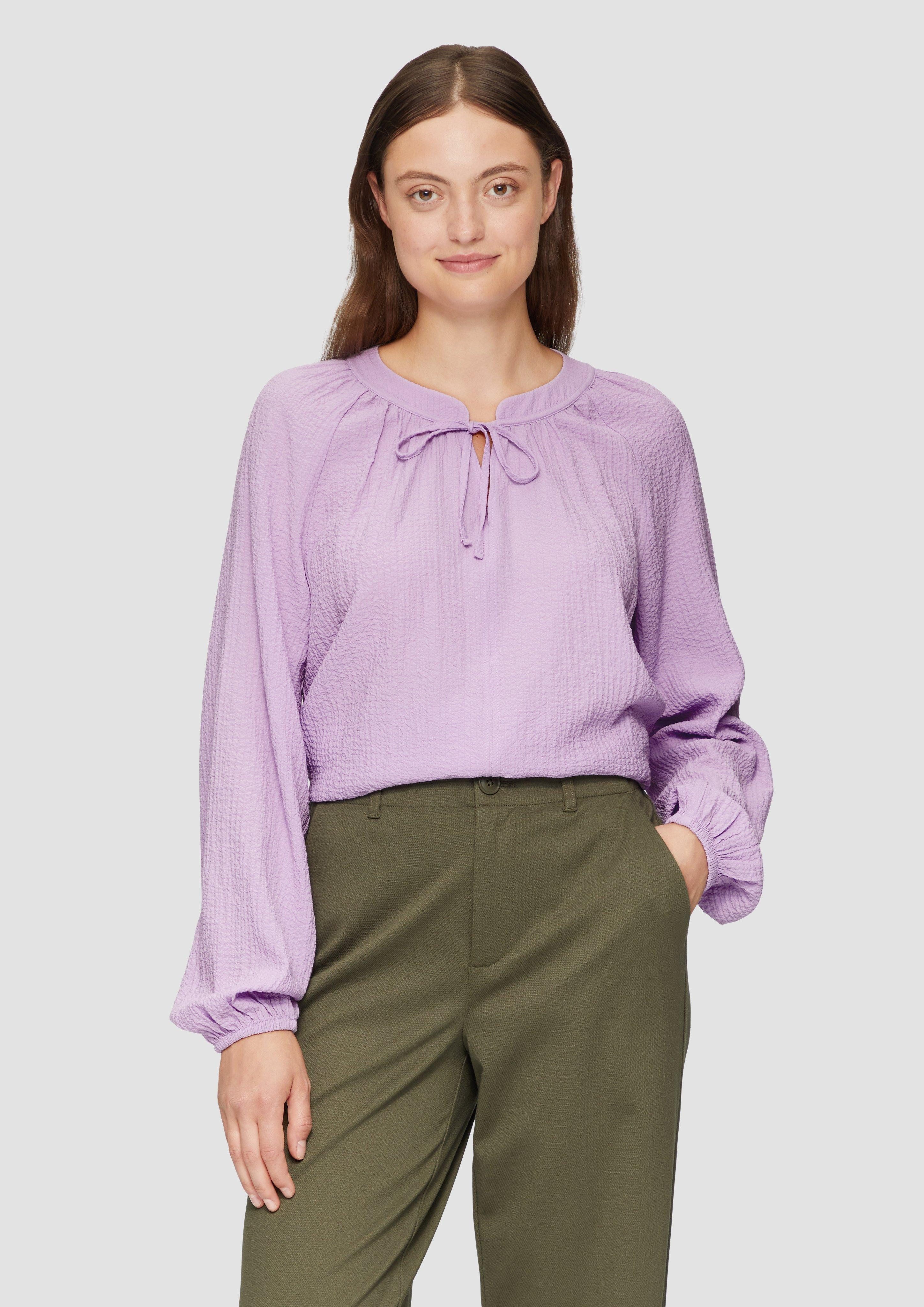 Langarmbluse Strukturierte Bluse mit Raffdetails