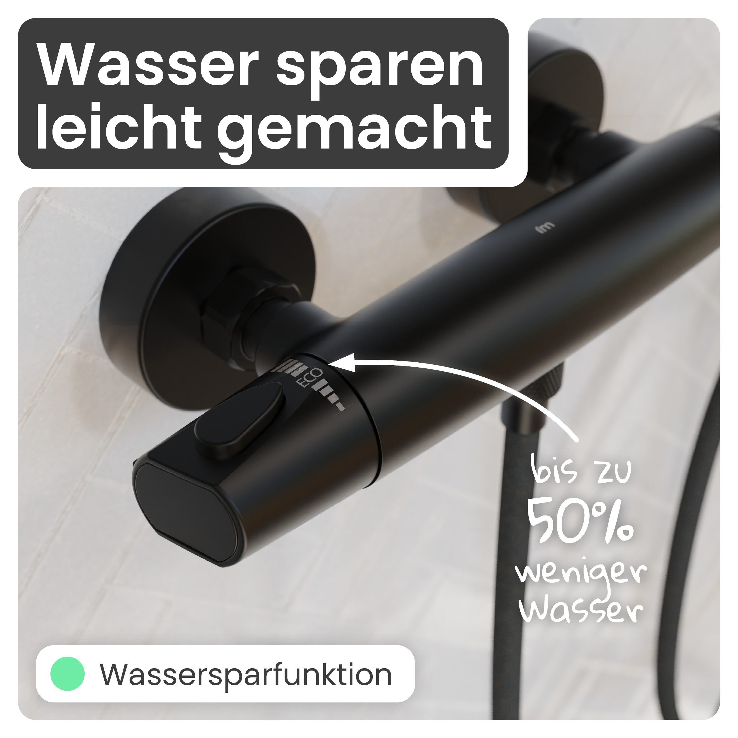 instmaier Brausethermostat Beatrice, Duschthermostat mit Verbrühschutz, Trendfarbe Schwarz