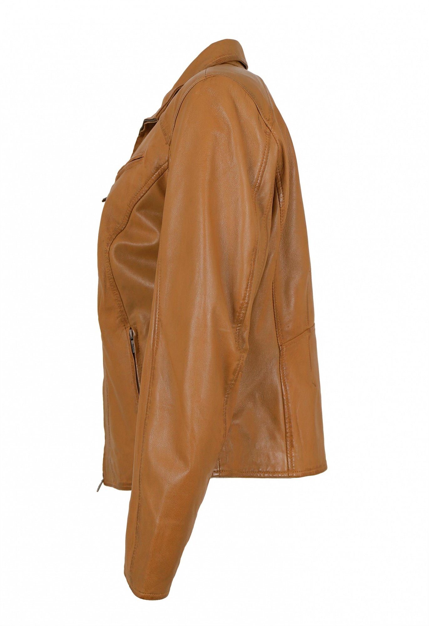 Jilani Lederjacke Halina-2 cognac Echtleder Lederjacke Lammnappa #JGR Oversize