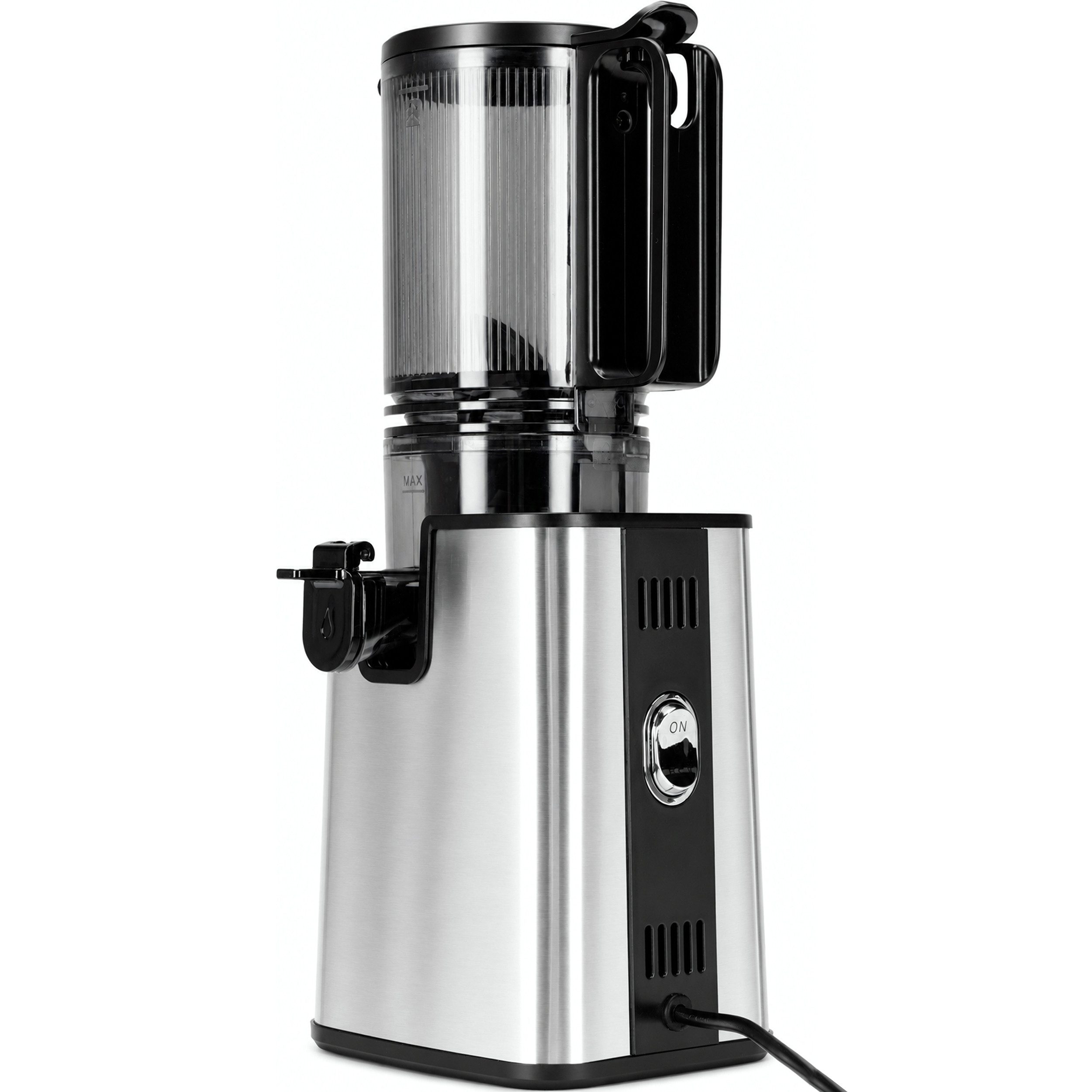 WHEELYOU Slow Juicer Entsafter mit 110-mm-XXL-Öffnung für ganze Früchte und Gemüse, 250 W, Kaltpress-Saftpresse mit Doppelsieb, 40 Nm und Rückwärtslauf