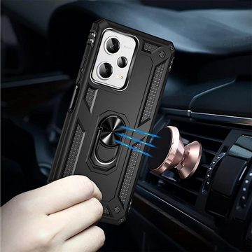 CoolGadget Handyhülle Armor Shield Case für Xiaomi Poco X5 Pro 5G, Outdoor Cover Magnet Ringhalterung Handy Hülle für Poco X5 Pro