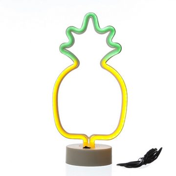 SATISFIRE LED Dekolicht LED Neonlicht ANANAS Neonschild Neon Leuchtfigur USB Batterie 33cm