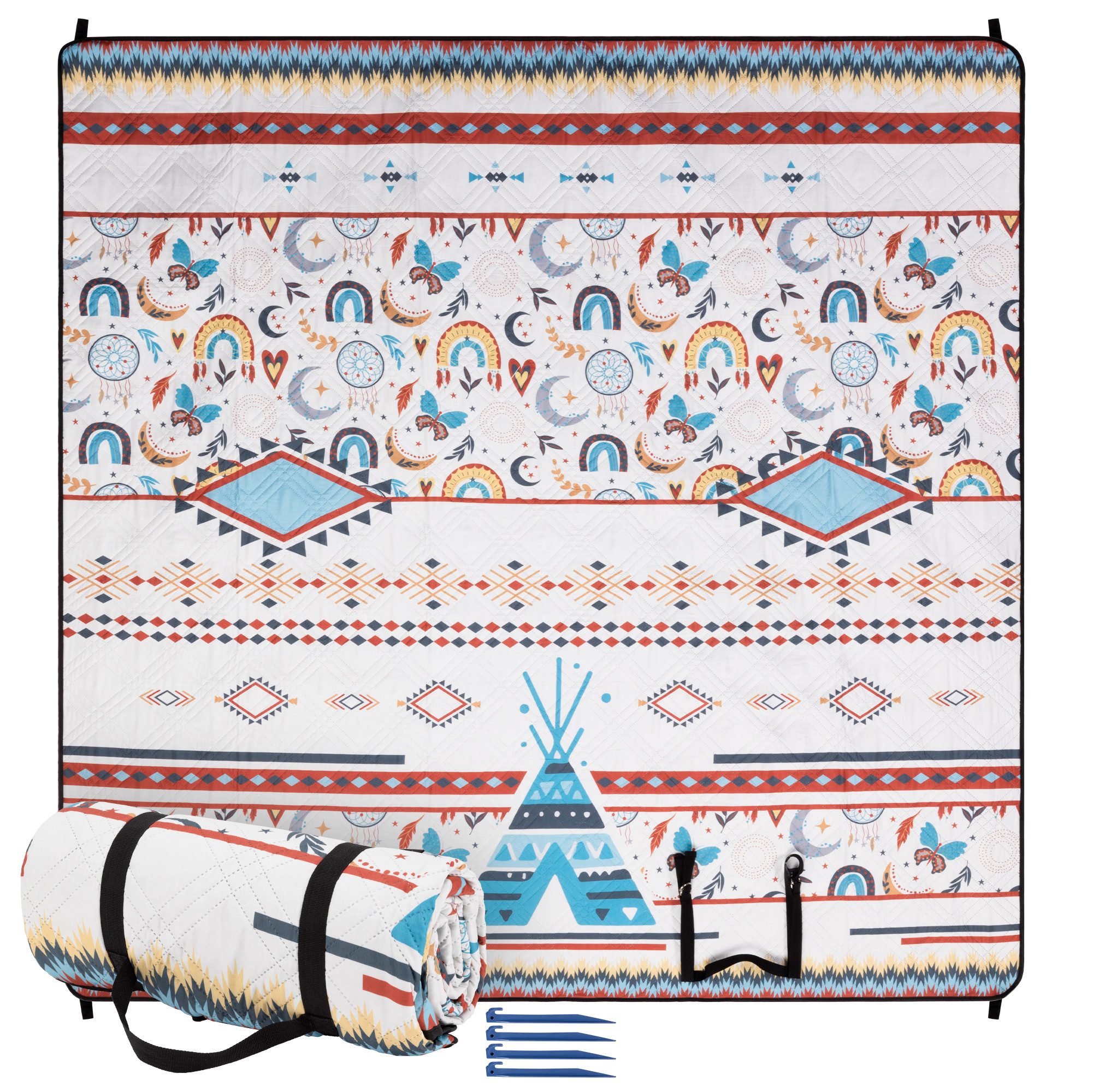 JEMIDI Outdoorteppich Boho Picknickdecke 200x200 - günstig online kaufen