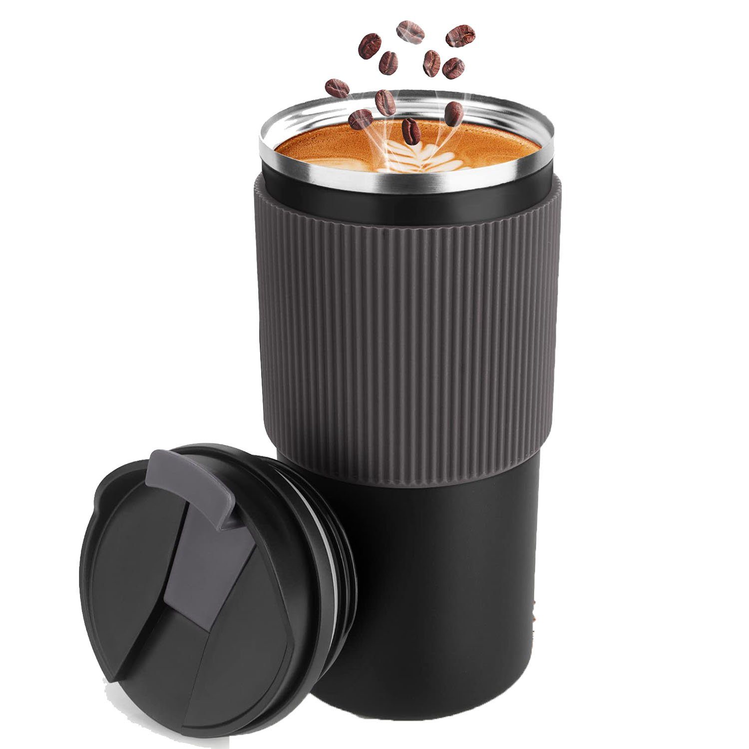 Becher Kaffeebecher Thermobecher-Isolierbecher, auslaufsicher schwarz GelldG
