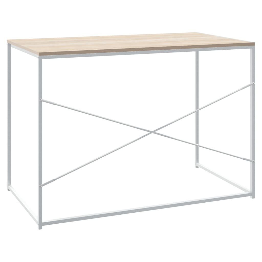 3008379 Schreibtisch aus in möbelando 60x110x70 und cm), Metall Weiß (LxBxH: Eichenbraun