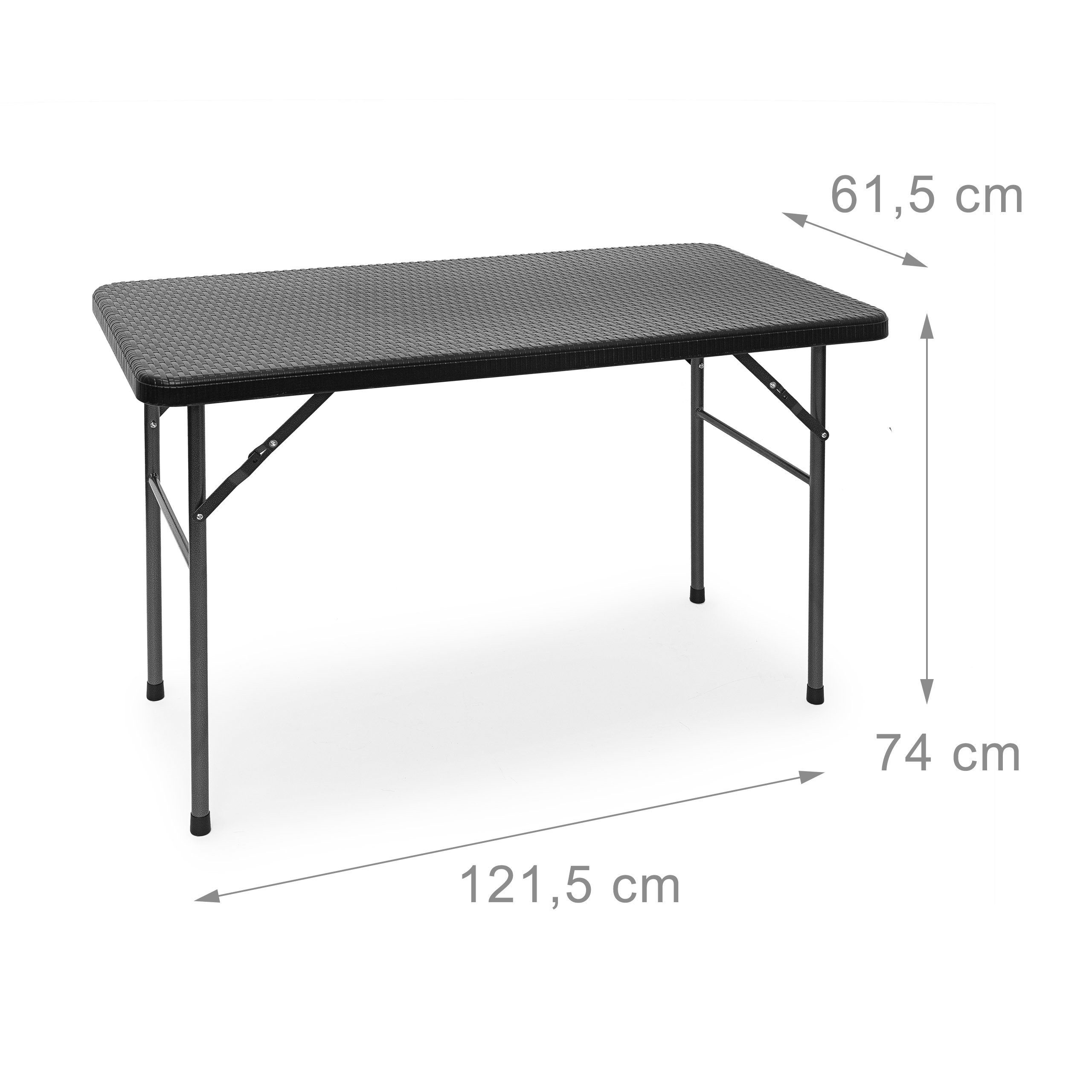 relaxdays Klapptisch Gartentisch klappbar BASTIAN (1-St), Schwarz, Rechteckig – Bild 4 von 5