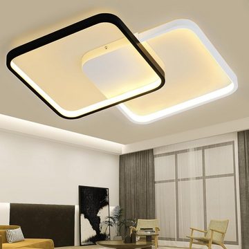 ZMH LED Deckenleuchte Schwarz-weiß Modern Wohnzimmerlampe für Schlafzimmer, LED fest integriert, 3000-6000k, Stufenloses Dimmen, Anwendungsbereich, Modernes Design