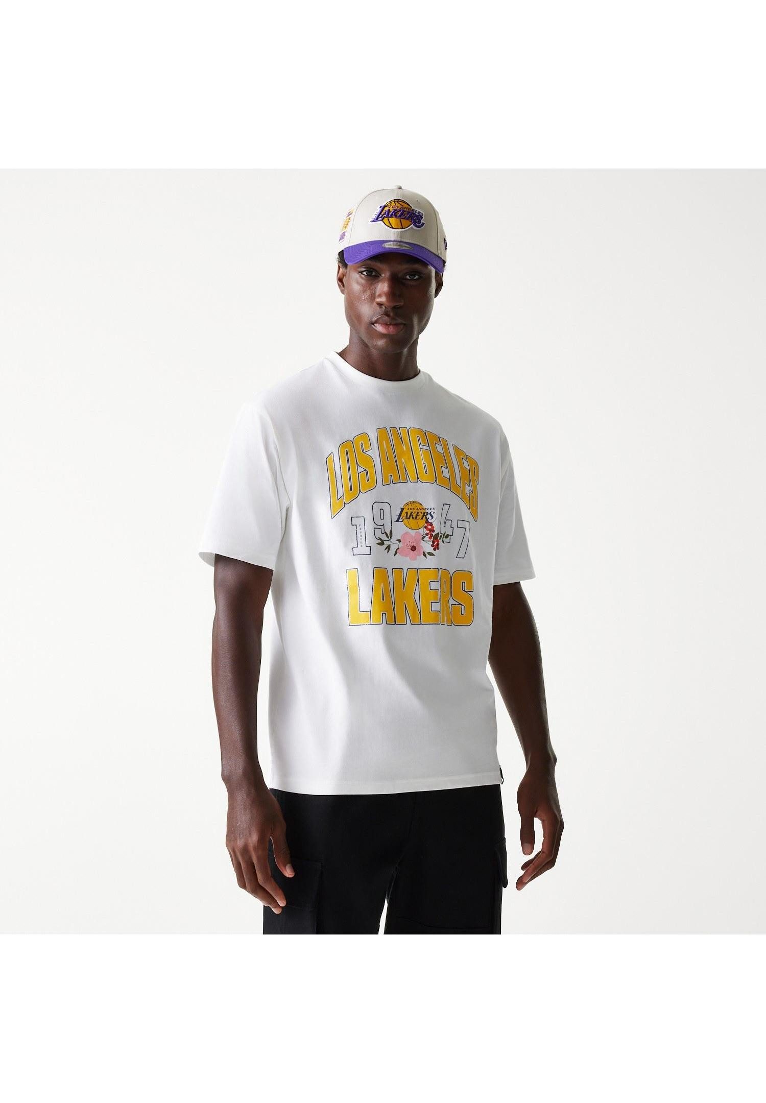 New Era T-Shirt Los Angeles Lakers New Era NBA Distressed OS Tee T-Shirt Weiß (1-tlg)