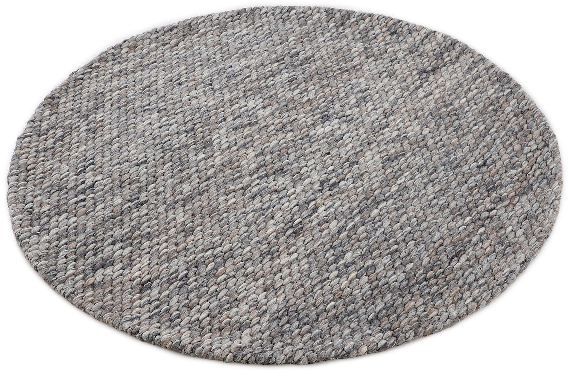 carpetfine Wollteppich "Sina" rund 14 mm Höhe grobe Struktur, Zeitloses Des günstig online kaufen
