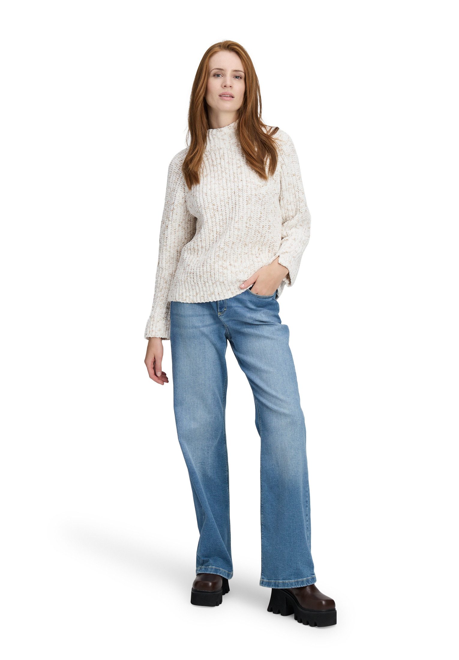 Cartoon Strickpullover Damen mit Stehkragen (1-tlg)
